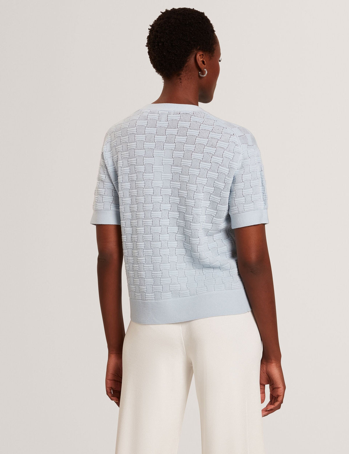 Ted Baker Emeta Silk Blend Textured Knit Short Sleeve Top Women's