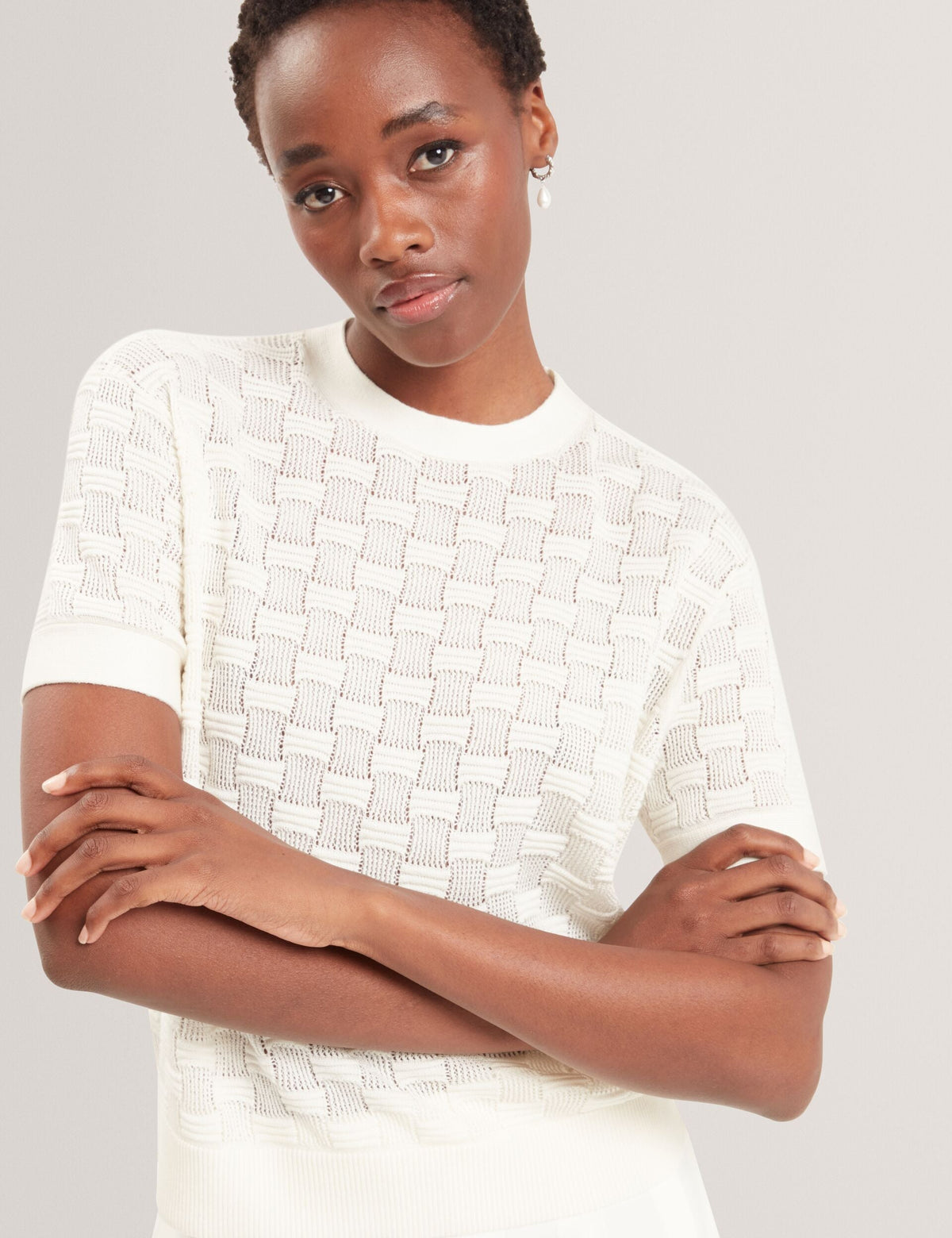 Ted Baker Emeta Silk Blend Textured Knit Short Sleeve Top Women's