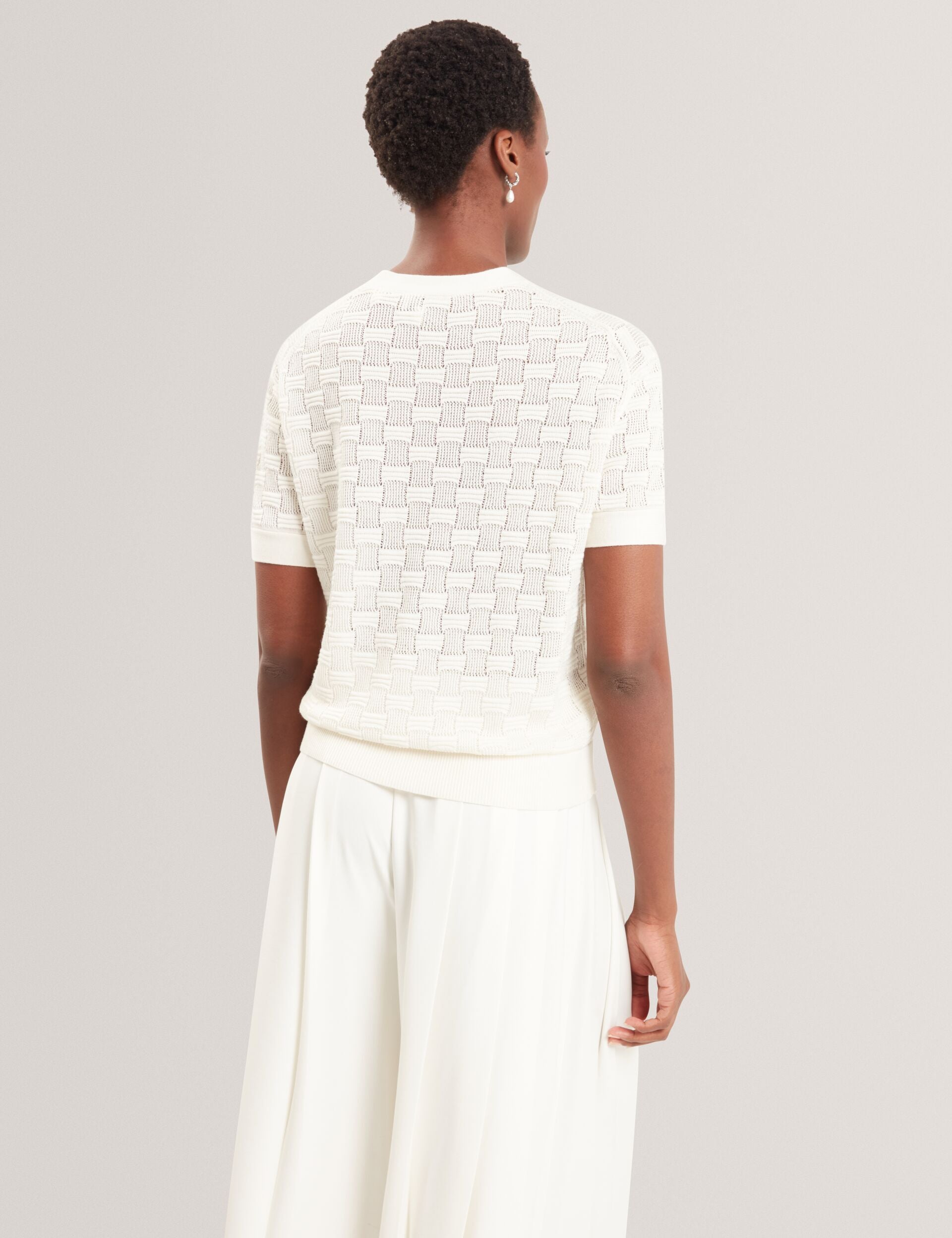 Ted Baker Emeta Silk Blend Textured Knit Short Sleeve Top Women's