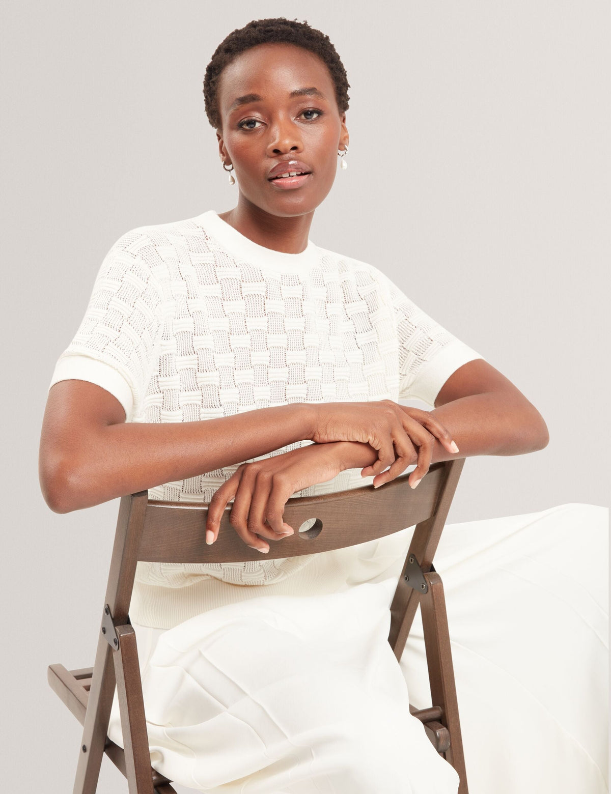 Ted Baker Emeta Silk Blend Textured Knit Short Sleeve Top Women's