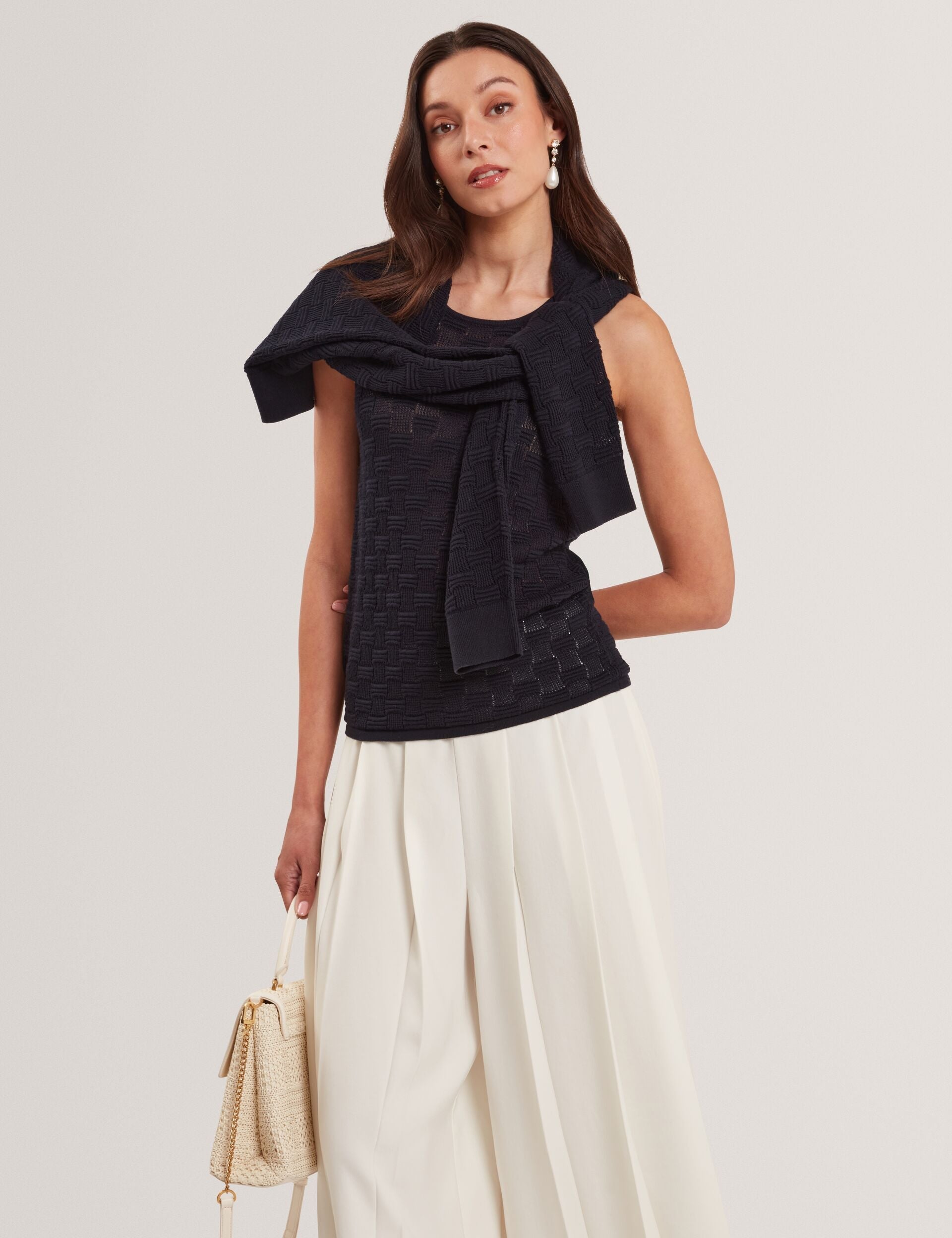 Ted Baker Yuna Textured Silk Blend Knitted Vest Top Women's