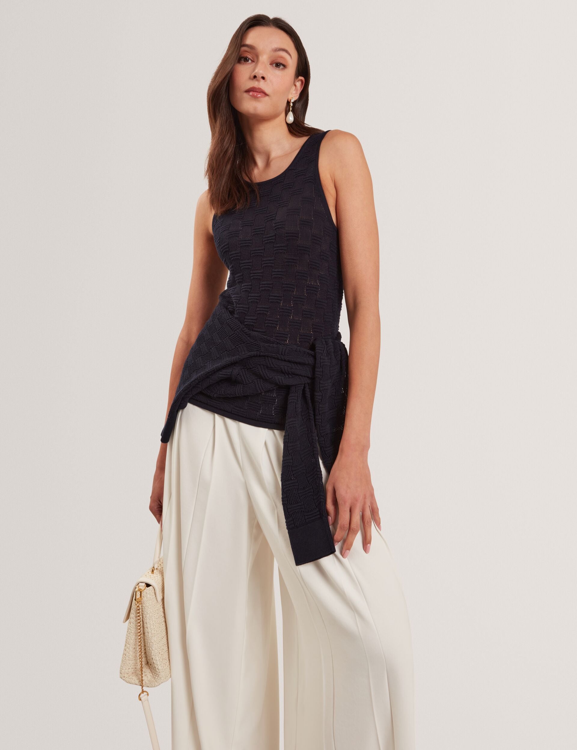 Ted Baker Yuna Textured Silk Blend Knitted Vest Top Women's