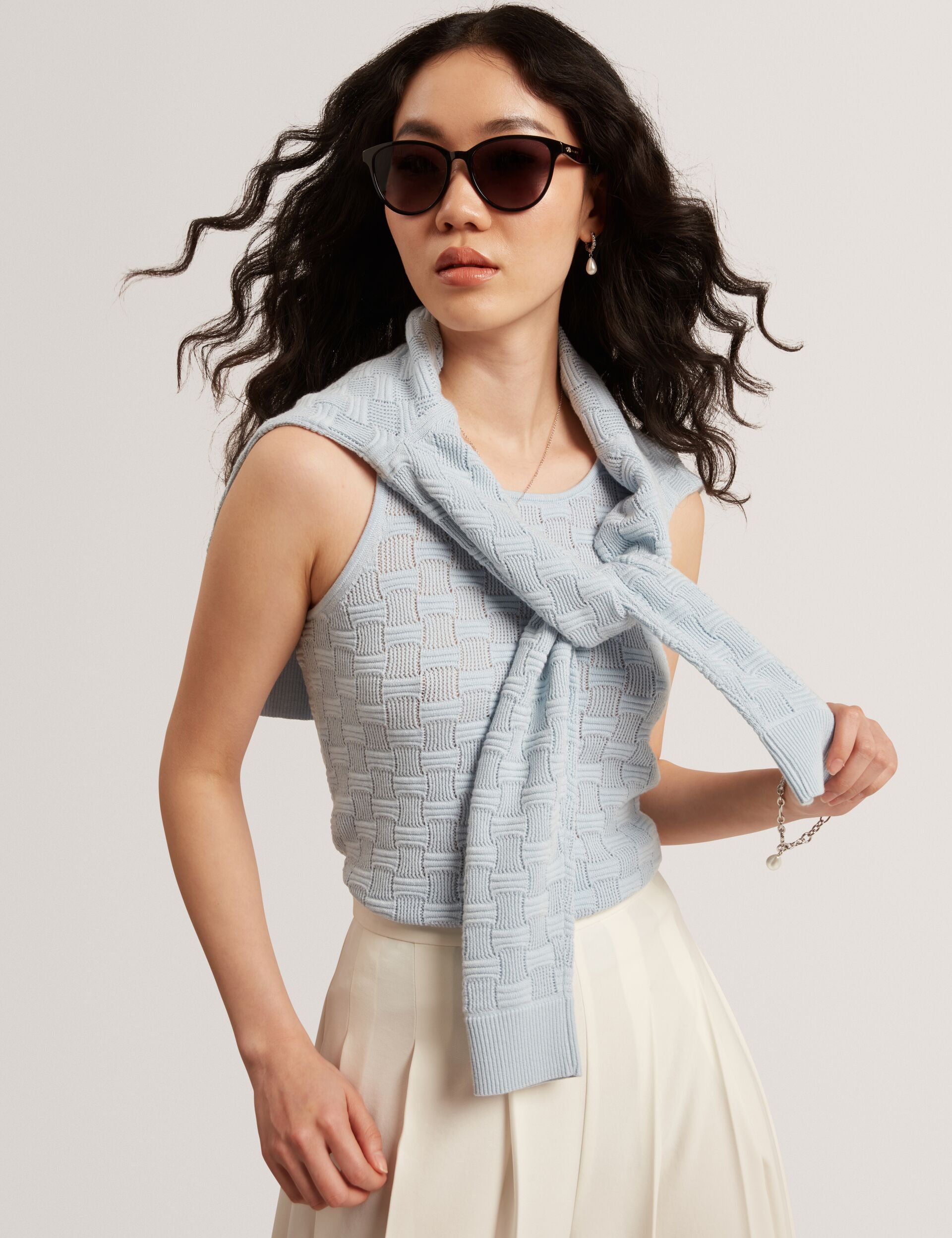 Ted Baker Yuna Textured Silk Blend Knitted Vest Top Women's