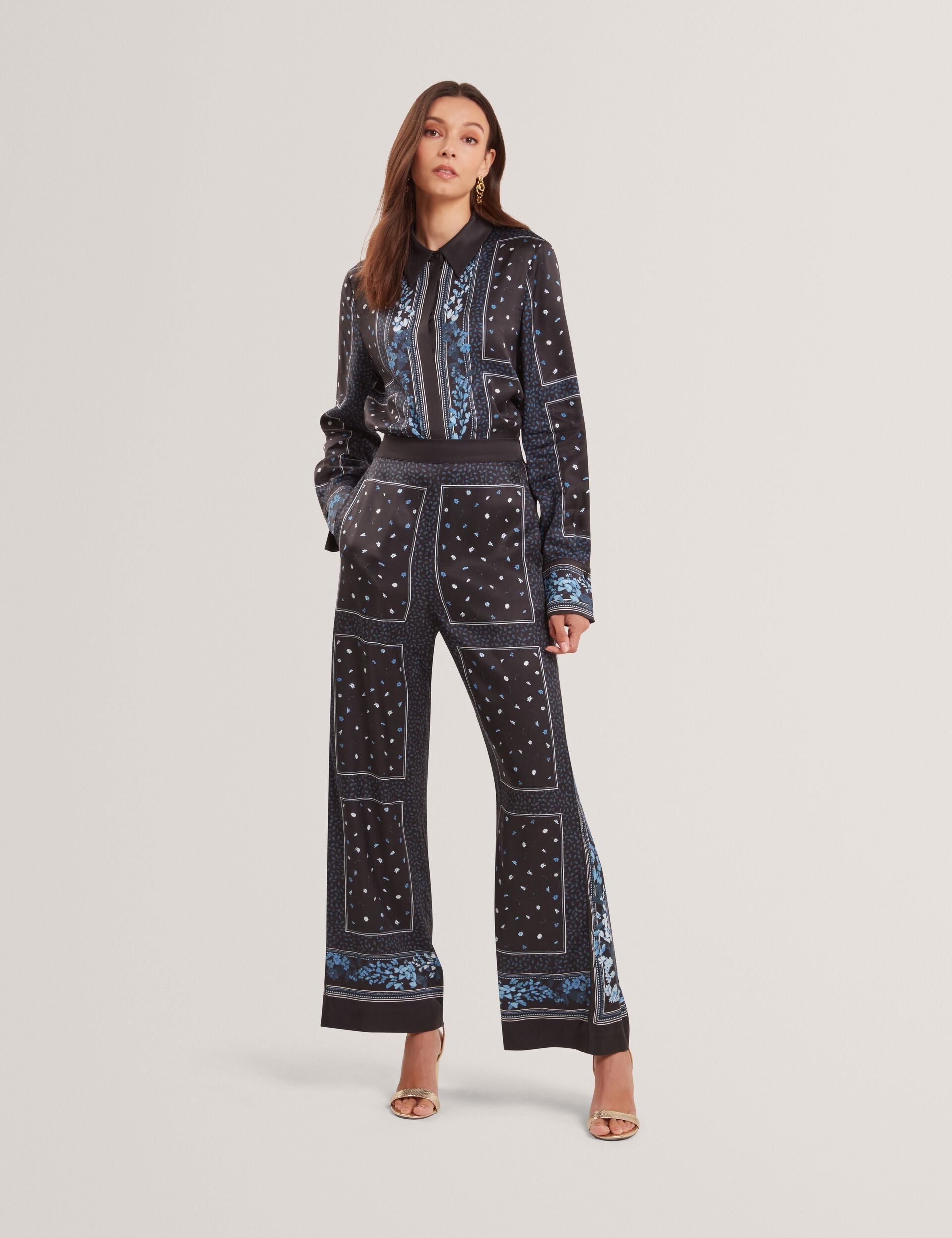 Ted Baker Brani Scarf Print Pullon Wide Leg Trousers Women's
