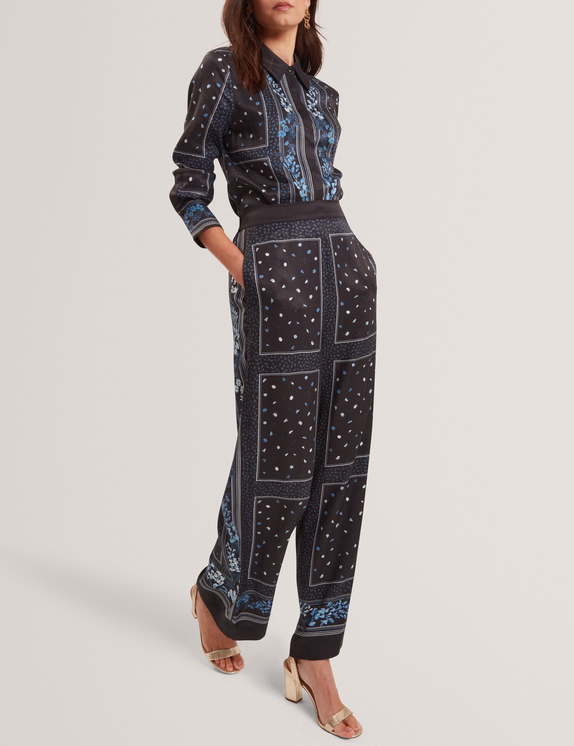 Ted Baker Brani Scarf Print Pullon Wide Leg Trousers Women's