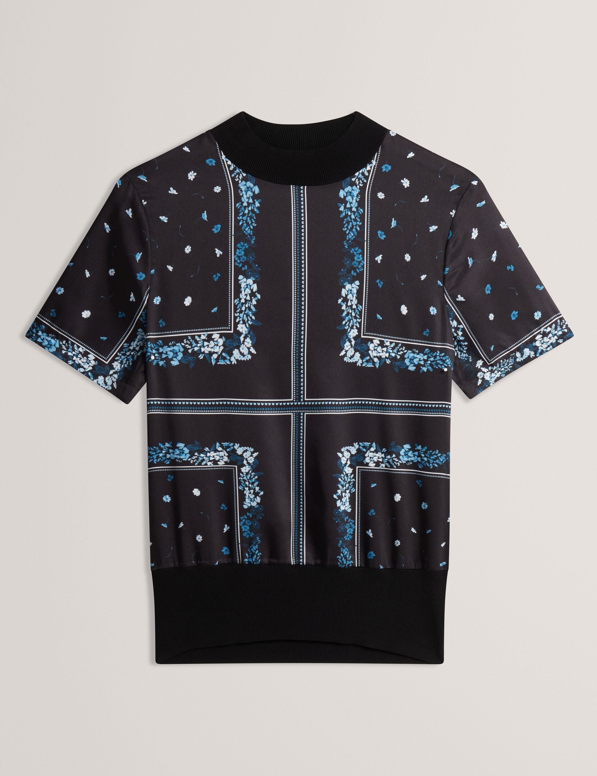 Ted Baker Almaaz Scarf Print Knitted Short Sleeve Top Women's