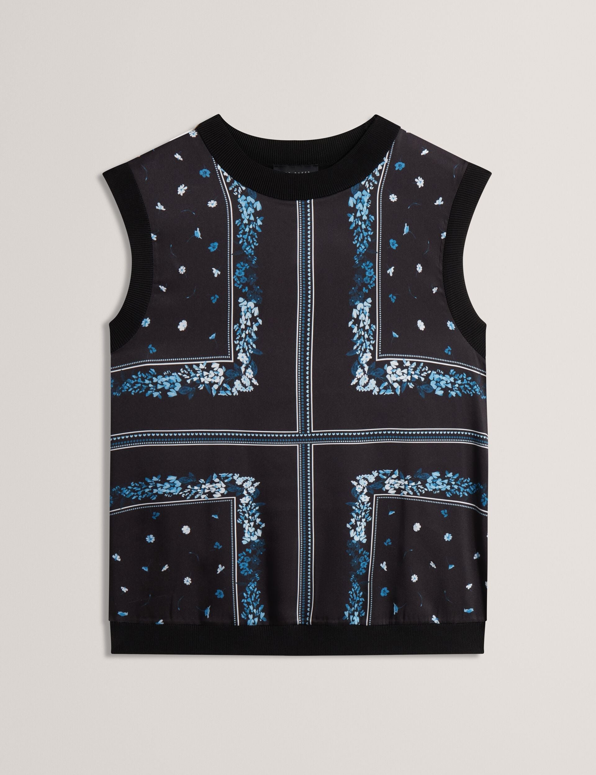 Ted Baker Ailii Scarf Print Woven Front Knit Tank Top Women's