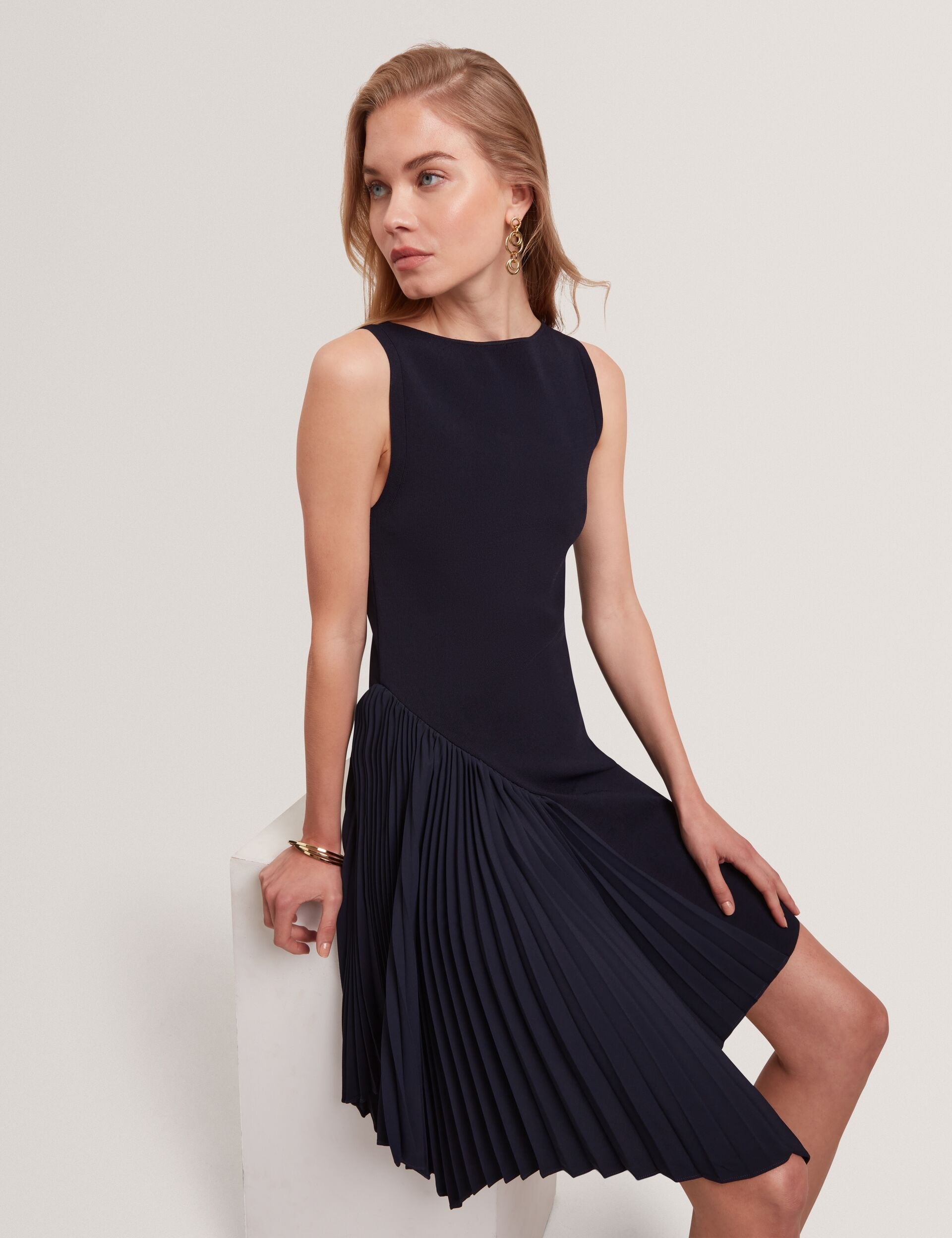 Ted Baker Jacara Pleated Panel Sleeveless Knit Mini Dress Women's