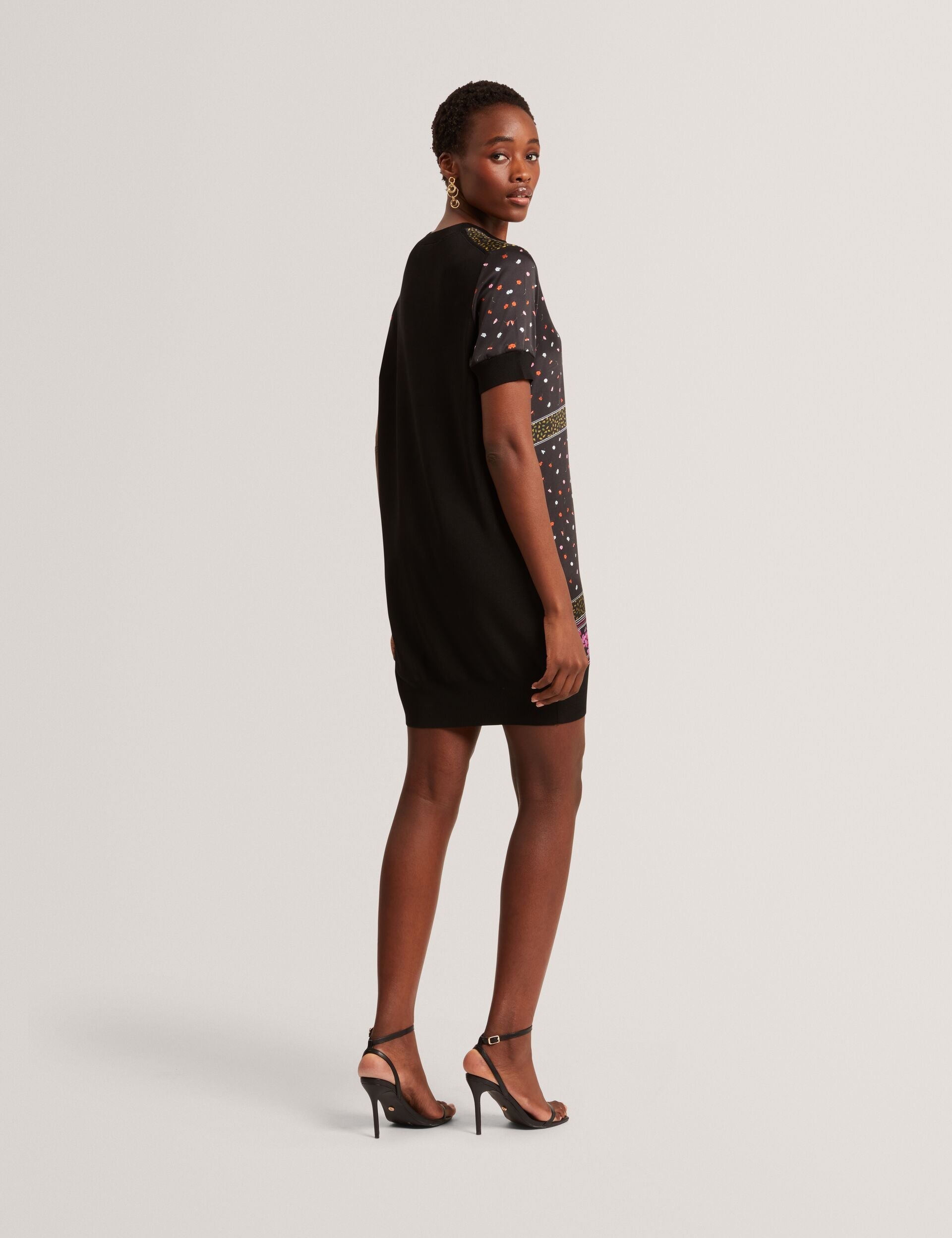 Ted Baker Debhie Scarf Print Front Knitted Tshirt Dress Women's