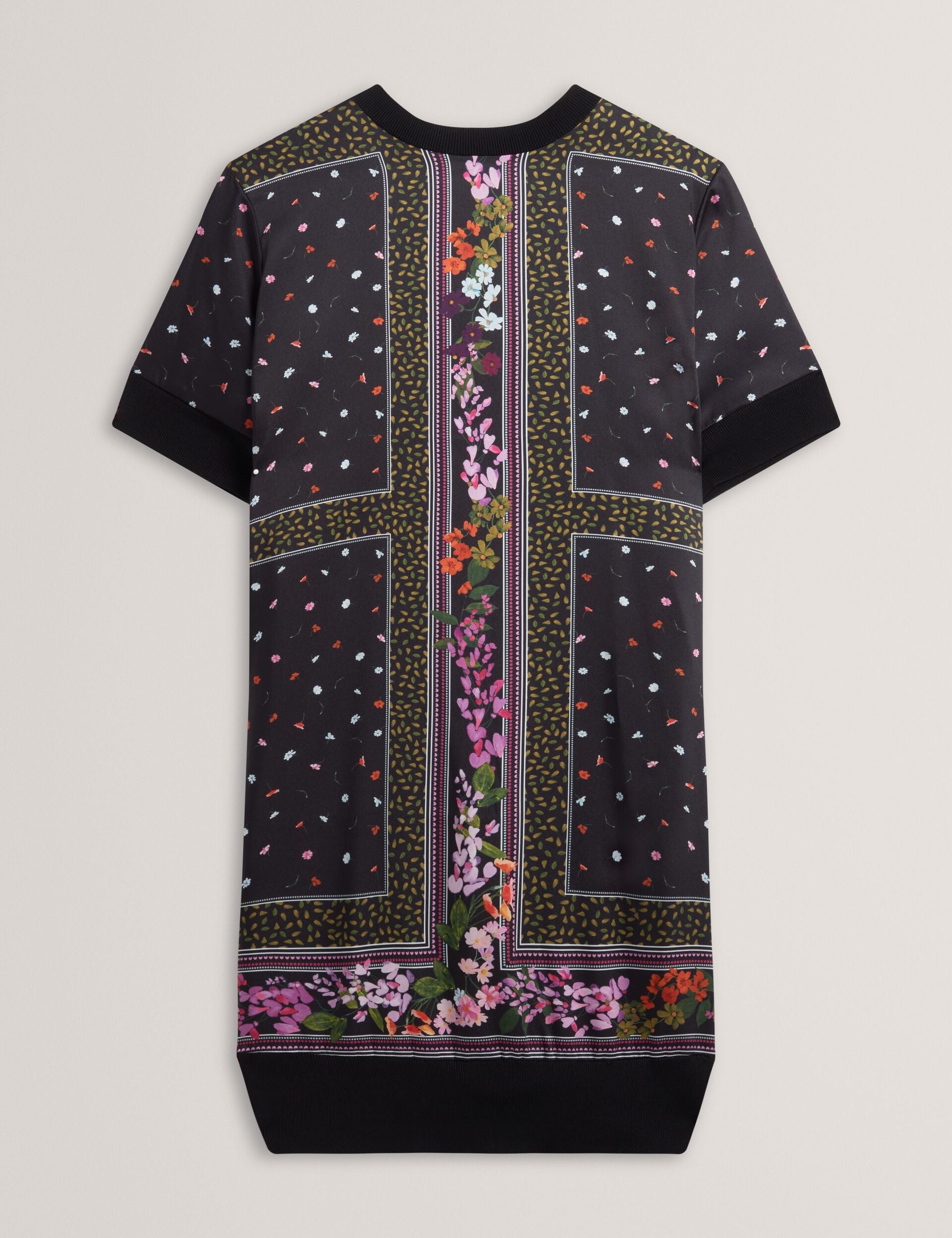 Ted Baker Debhie Scarf Print Front Knitted Tshirt Dress Women's