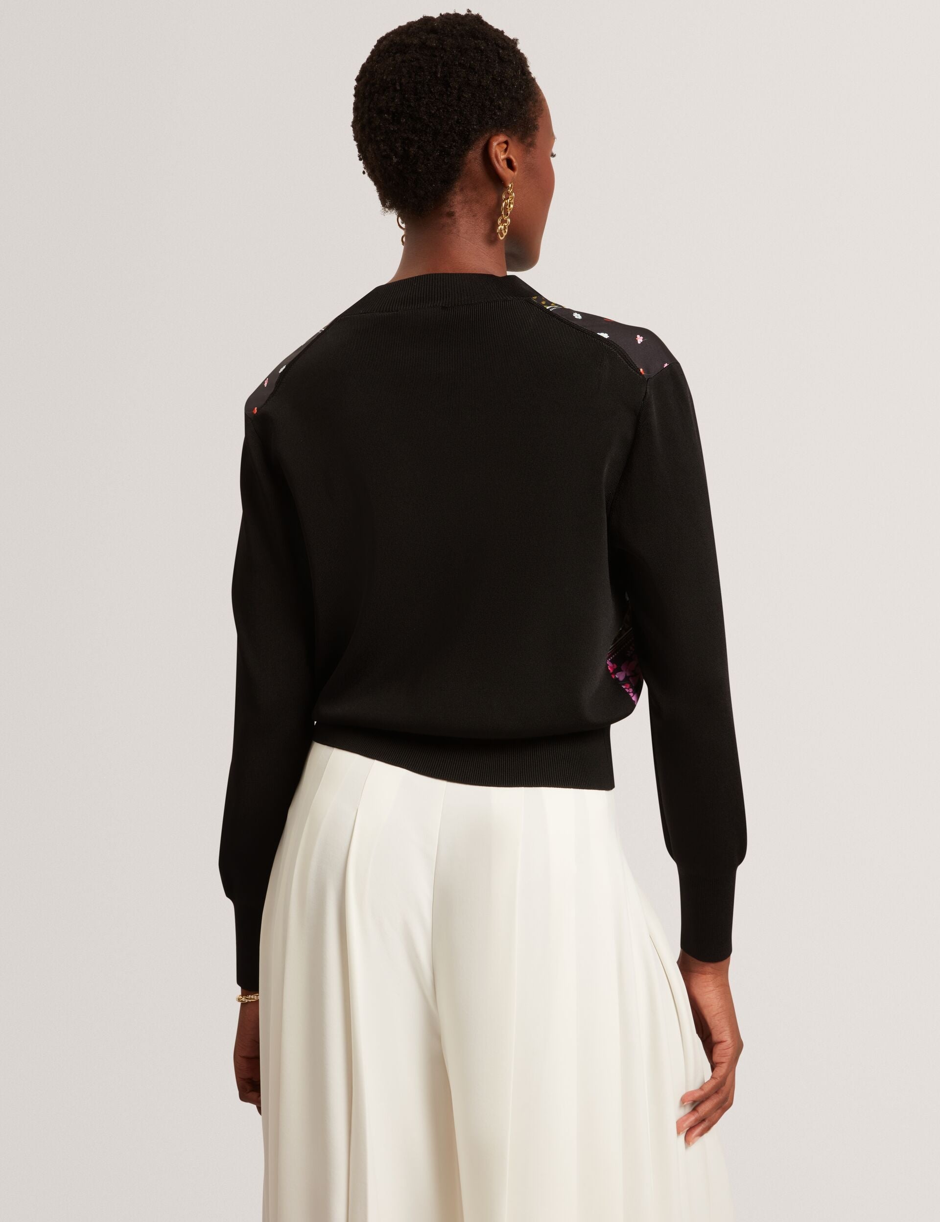 Ted Baker Demili Printed Front Cropped Knitted Cardigan Women's