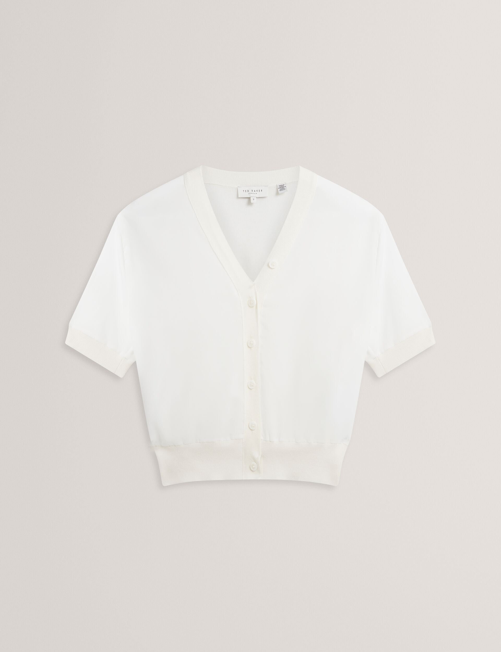 Ted Baker Ofina Woven Front Silk Blend Short Sleeve Cardigan Women's