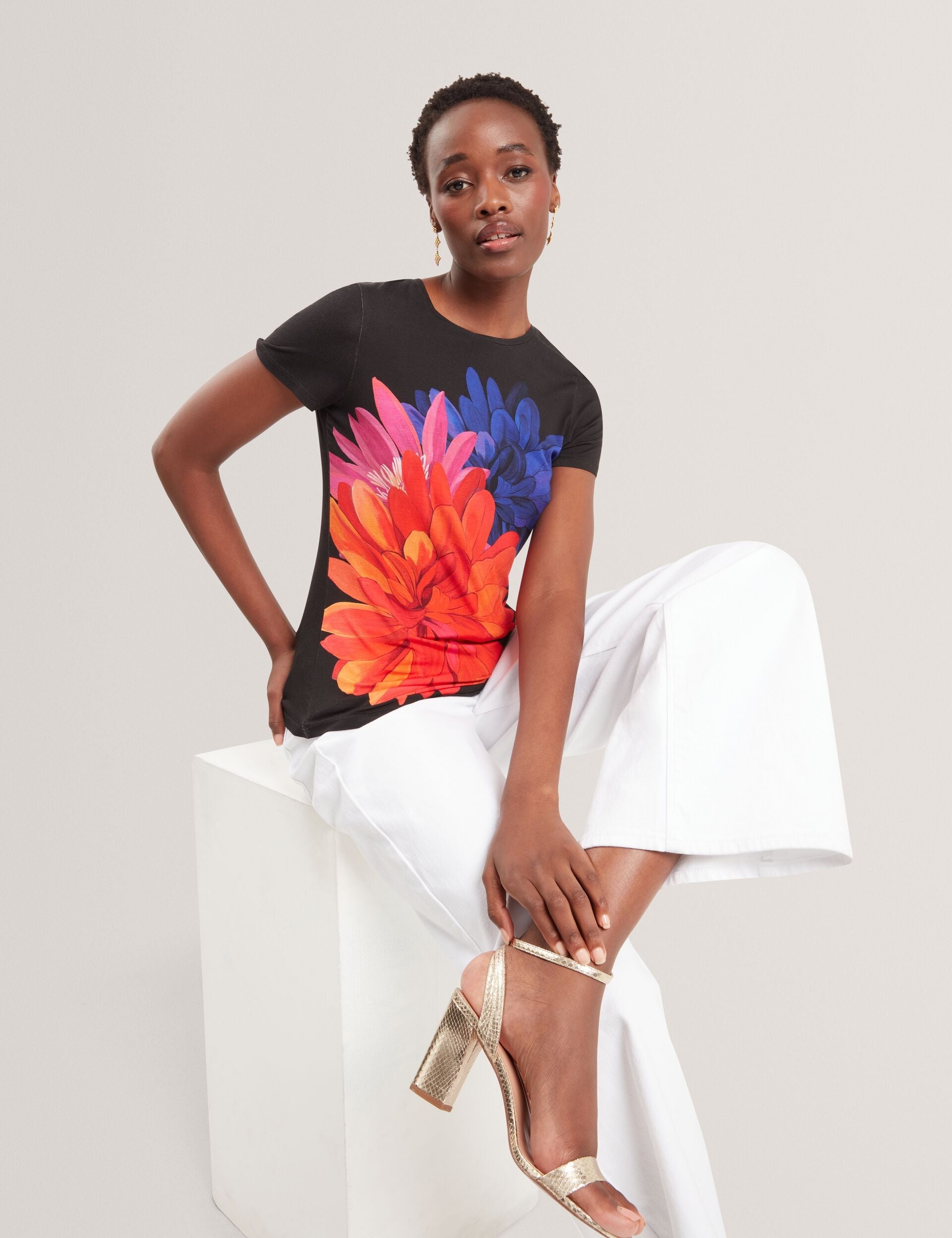 Ted Baker Riccia Floral Graphic Fitted Jersey Tshirt Women's