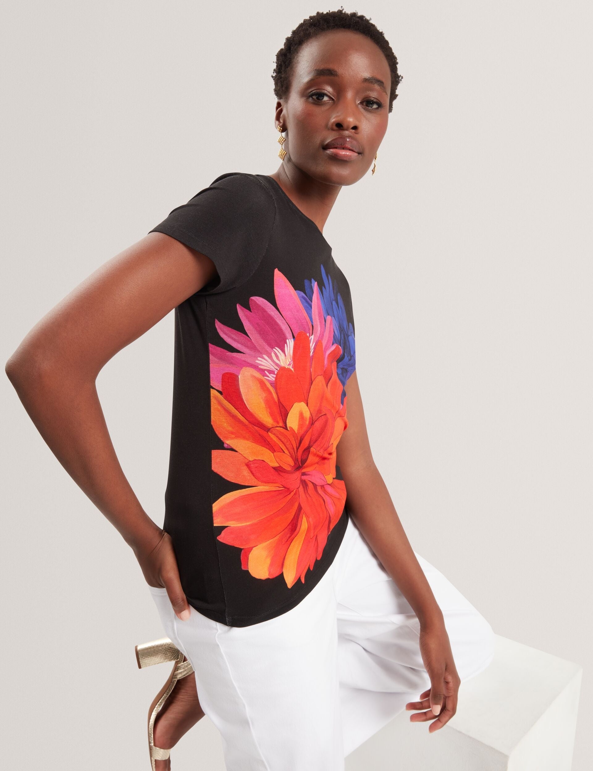 Ted Baker Riccia Floral Graphic Fitted Jersey Tshirt Women's