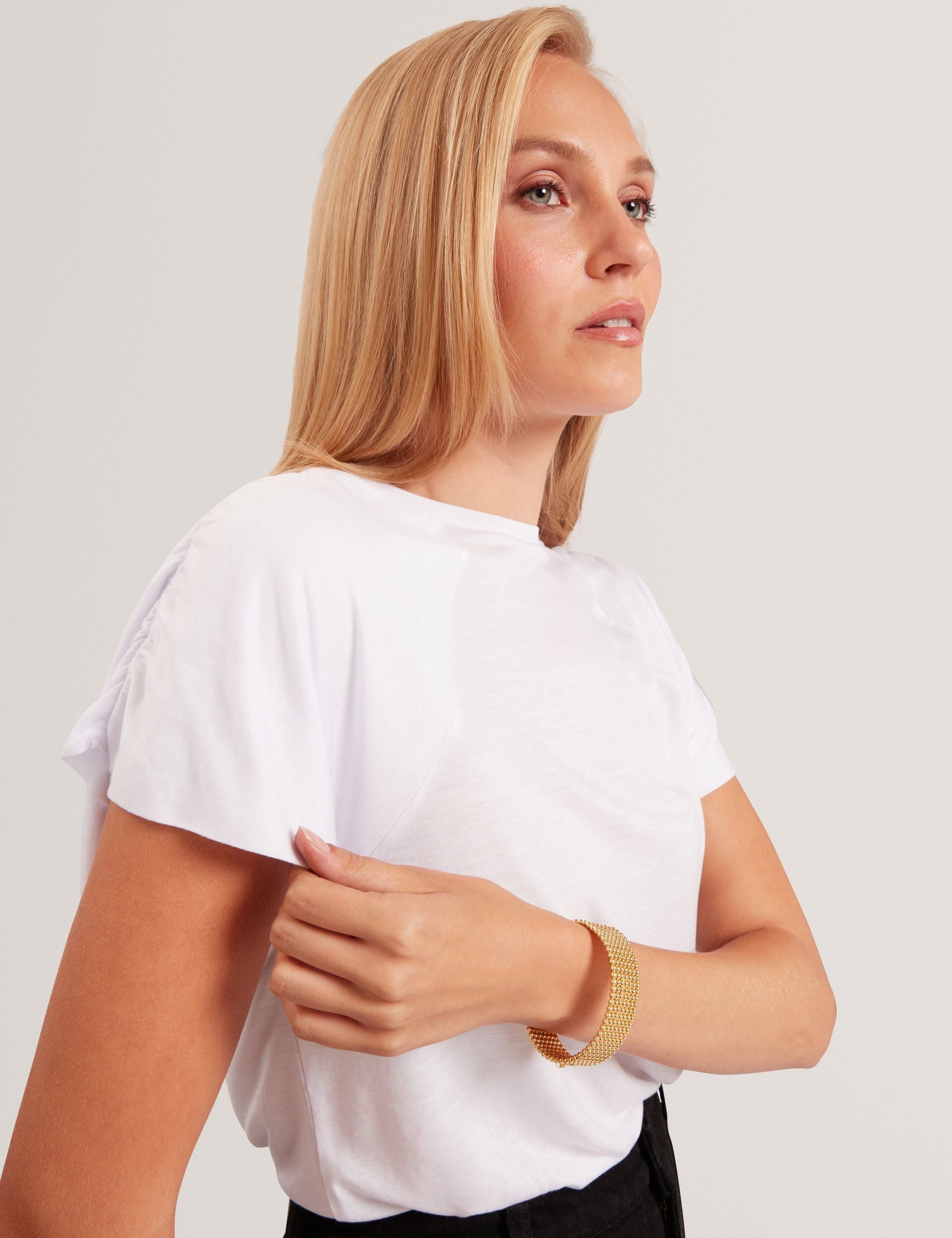 Ted Baker Elmie Gathered Shoulder Short Sleeve Jersey Tshirt Women's