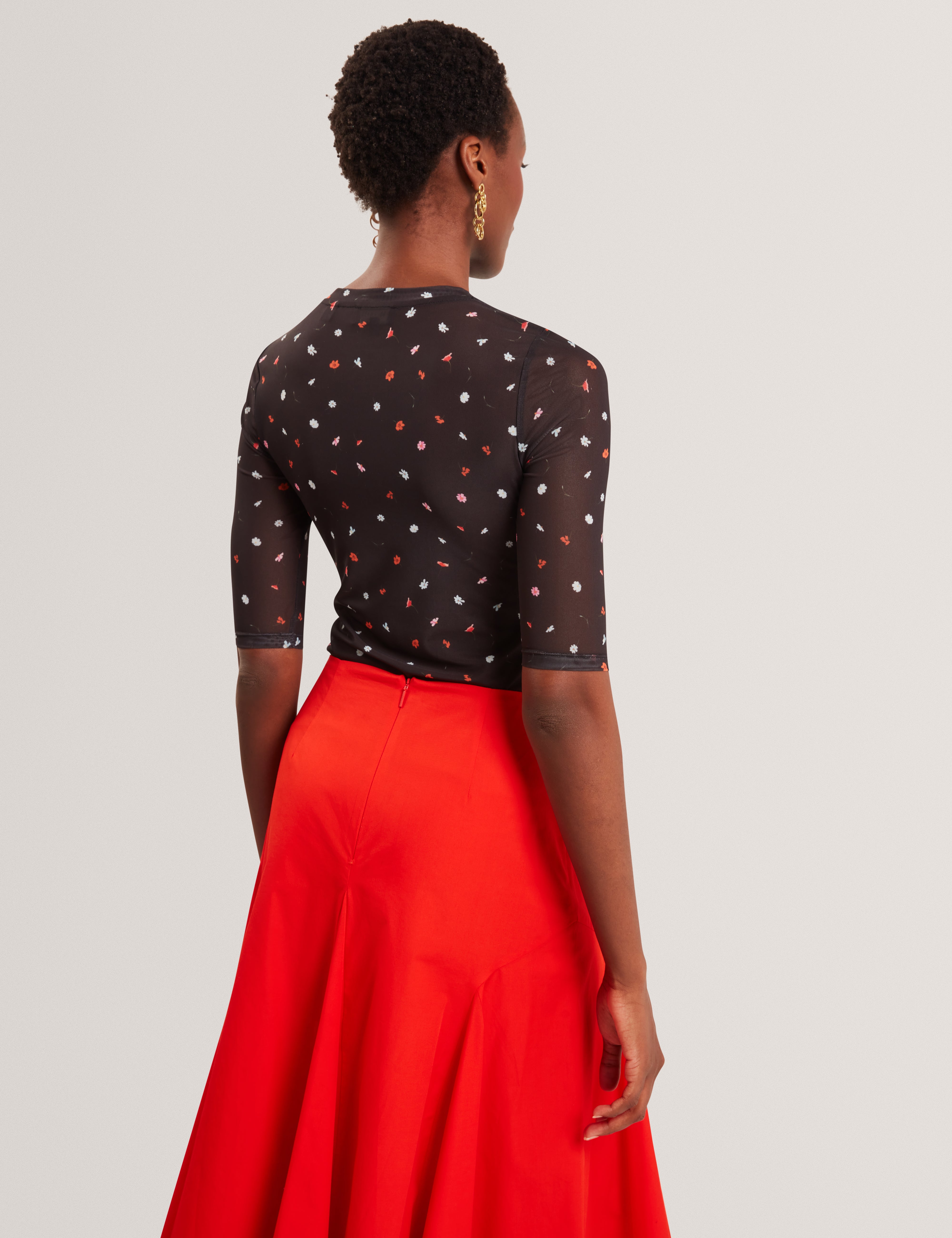 Ted Baker Cailla Scattered Floral Print Fitted Mesh Top Women's