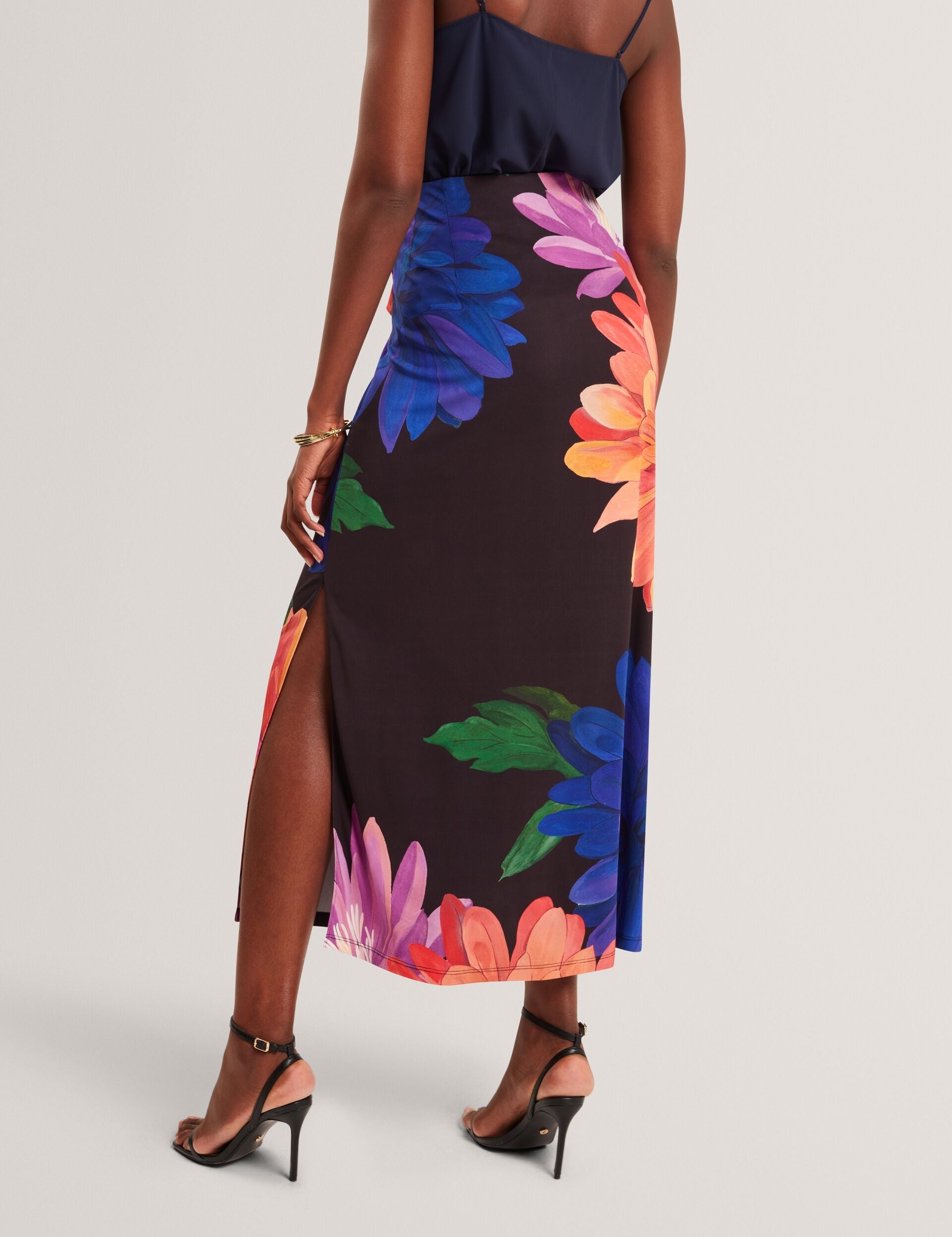 Ted Baker Varnia Dahlia Floral Print Wrapover Midi Skirt Women's