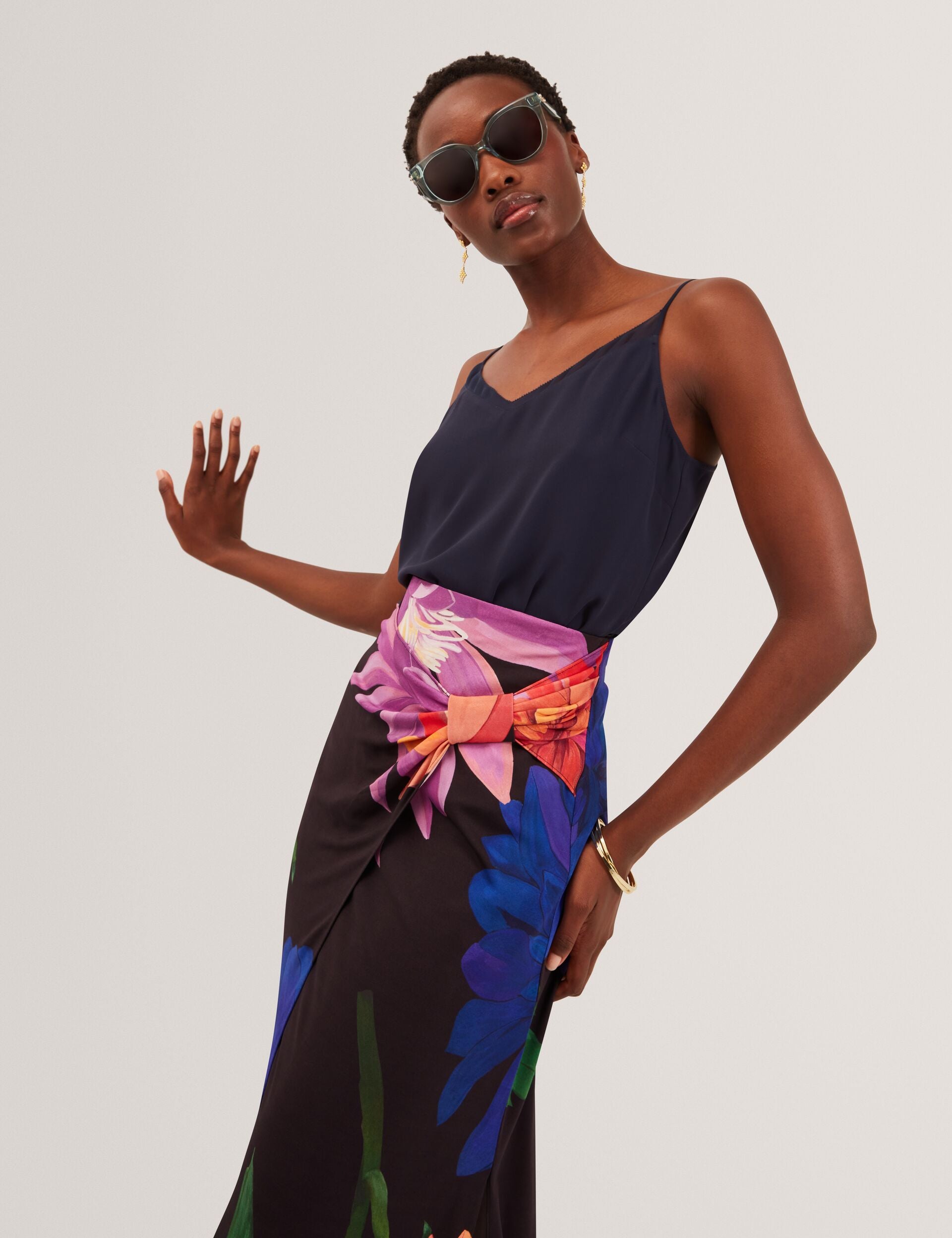 Ted Baker Varnia Dahlia Floral Print Wrapover Midi Skirt Women's