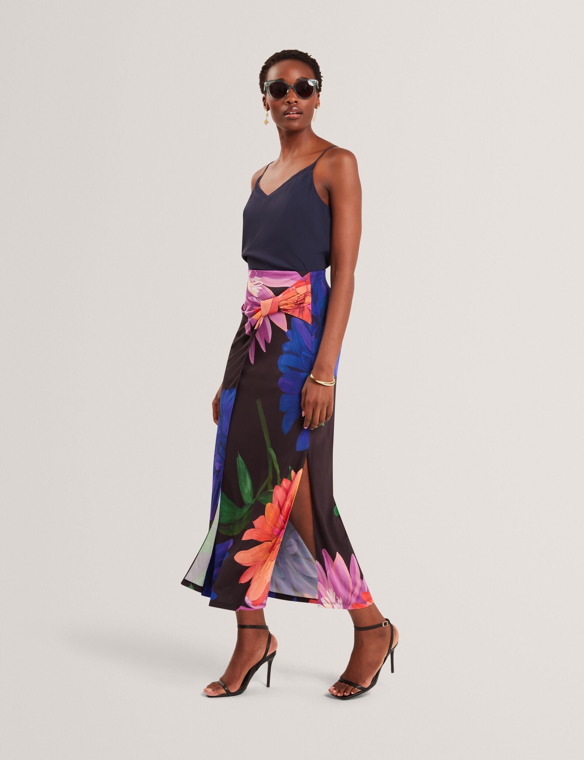 Ted Baker Varnia Dahlia Floral Print Wrapover Midi Skirt Women's