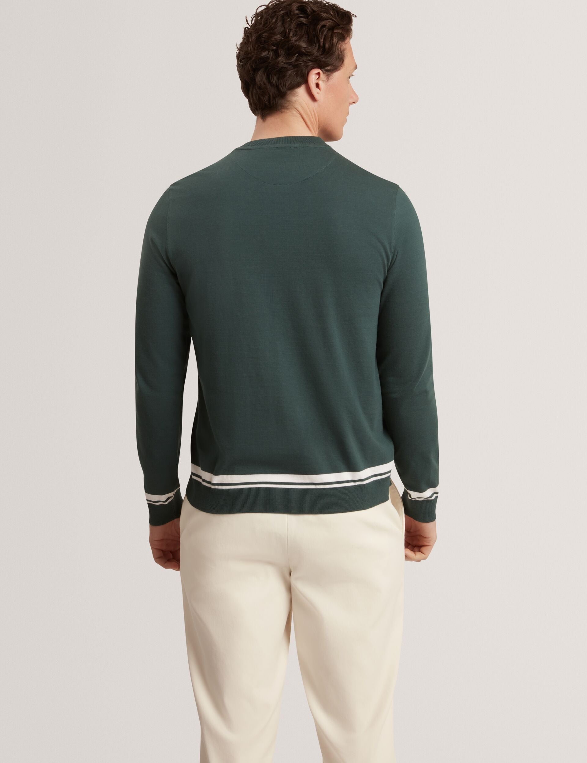 Ted Baker Friso Block Stripe Trim Knitted Cotton Jumper