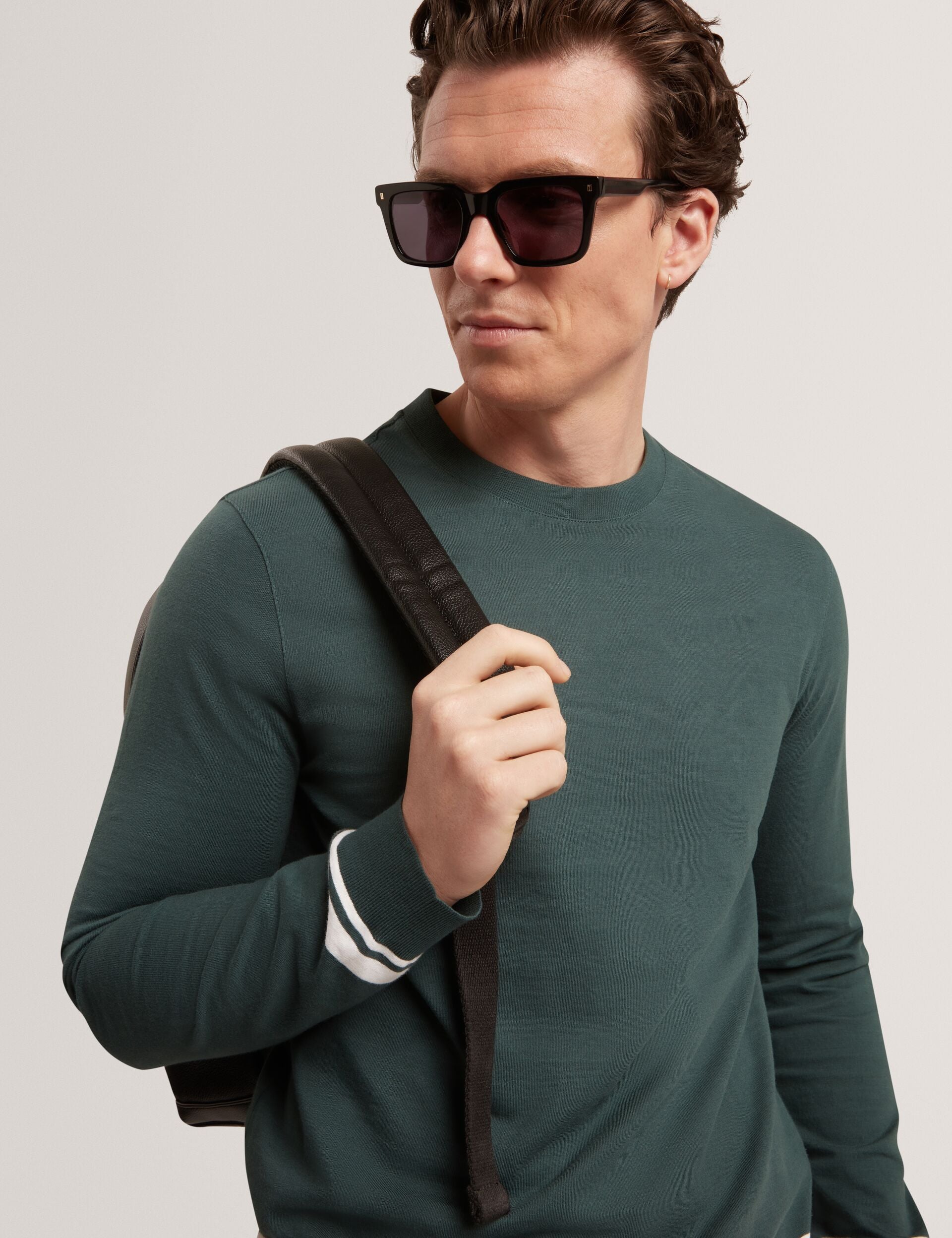 Ted Baker Friso Block Stripe Trim Knitted Cotton Jumper
