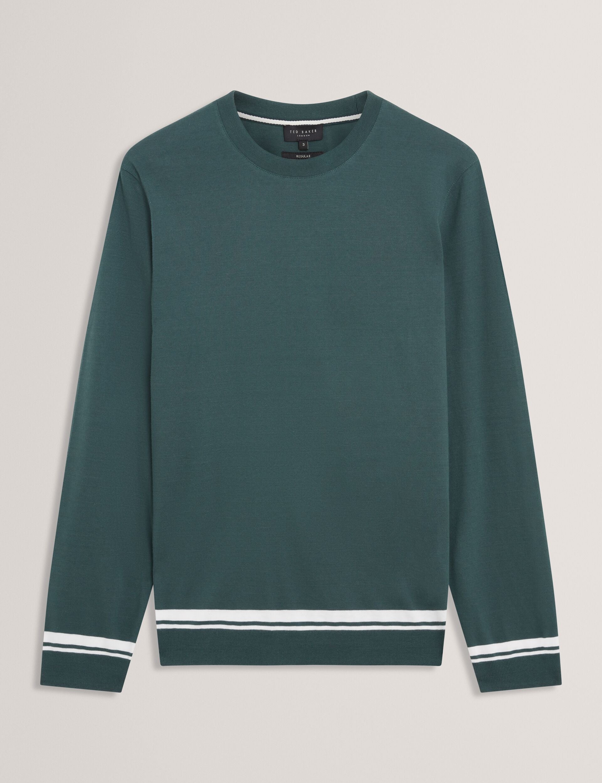 Ted Baker Friso Block Stripe Trim Knitted Cotton Jumper
