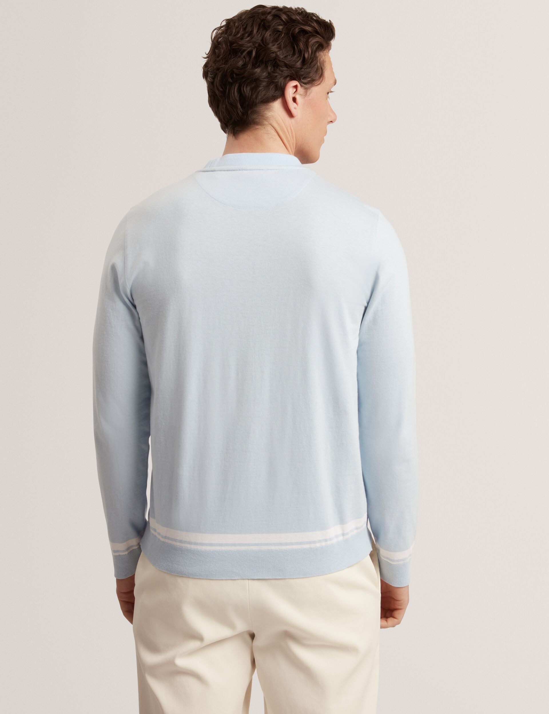 Ted Baker Friso Block Stripe Trim Knitted Cotton Jumper