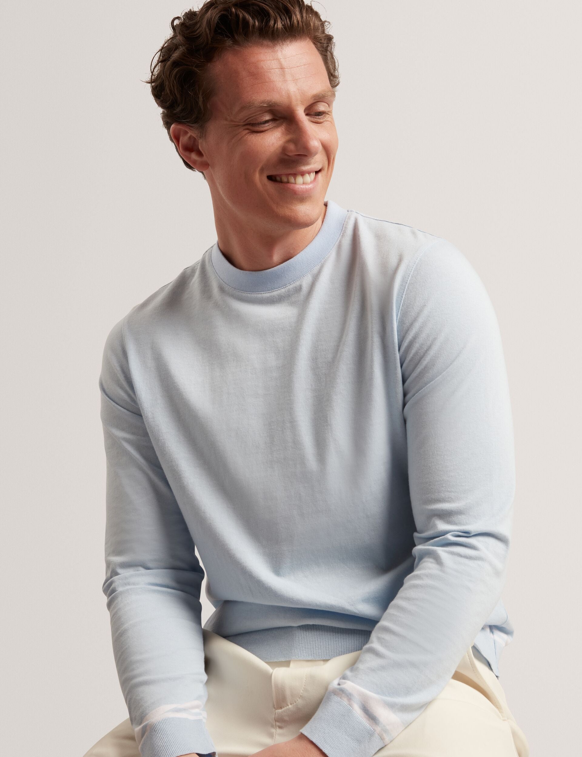 Ted Baker Friso Block Stripe Trim Knitted Cotton Jumper