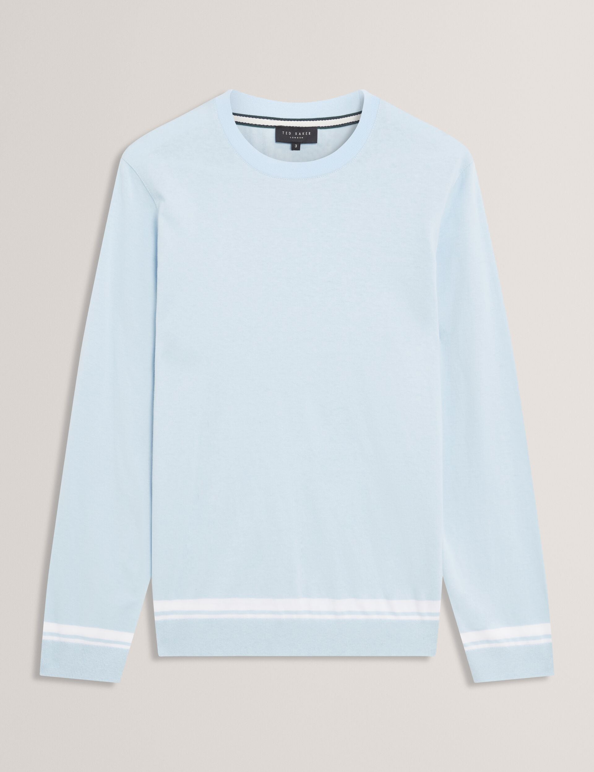 Ted Baker Friso Block Stripe Trim Knitted Cotton Jumper