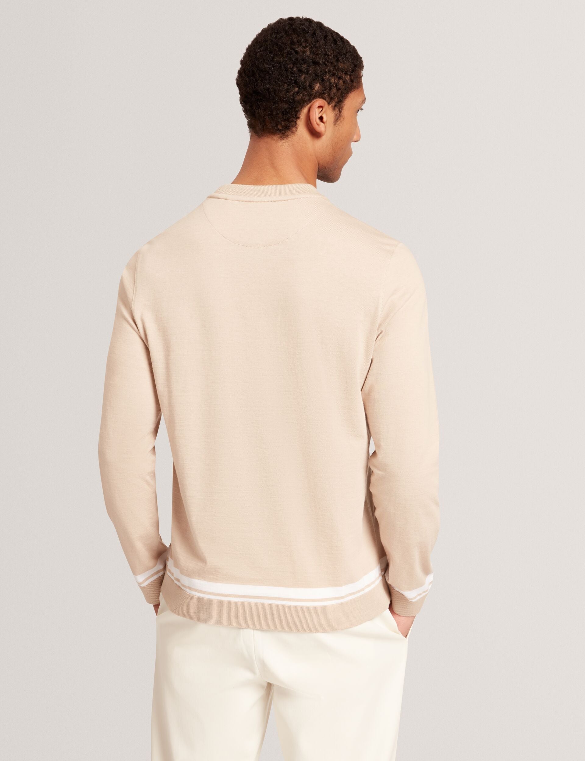 Ted Baker Friso Block Stripe Trim Knitted Cotton Jumper