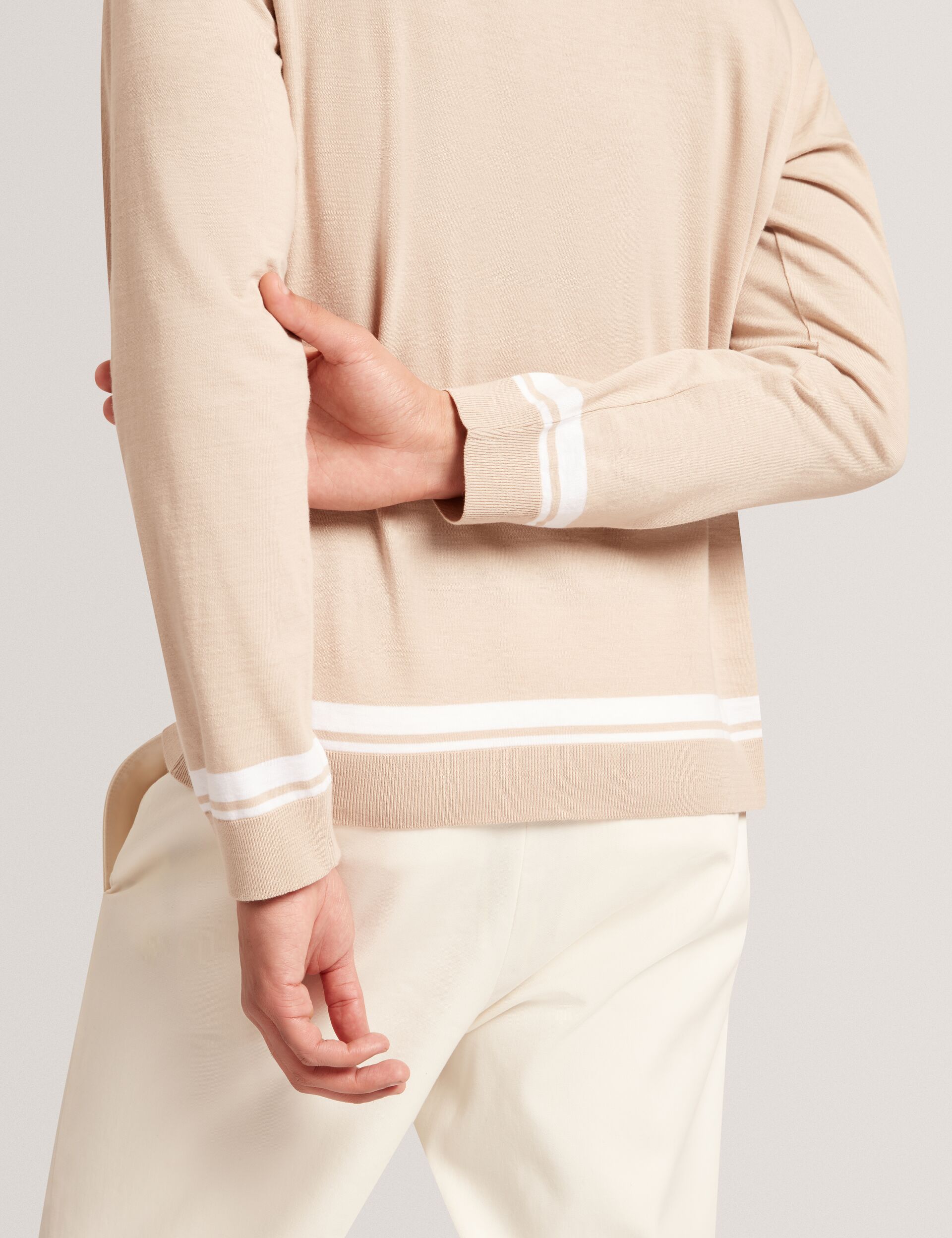 Ted Baker Friso Block Stripe Trim Knitted Cotton Jumper
