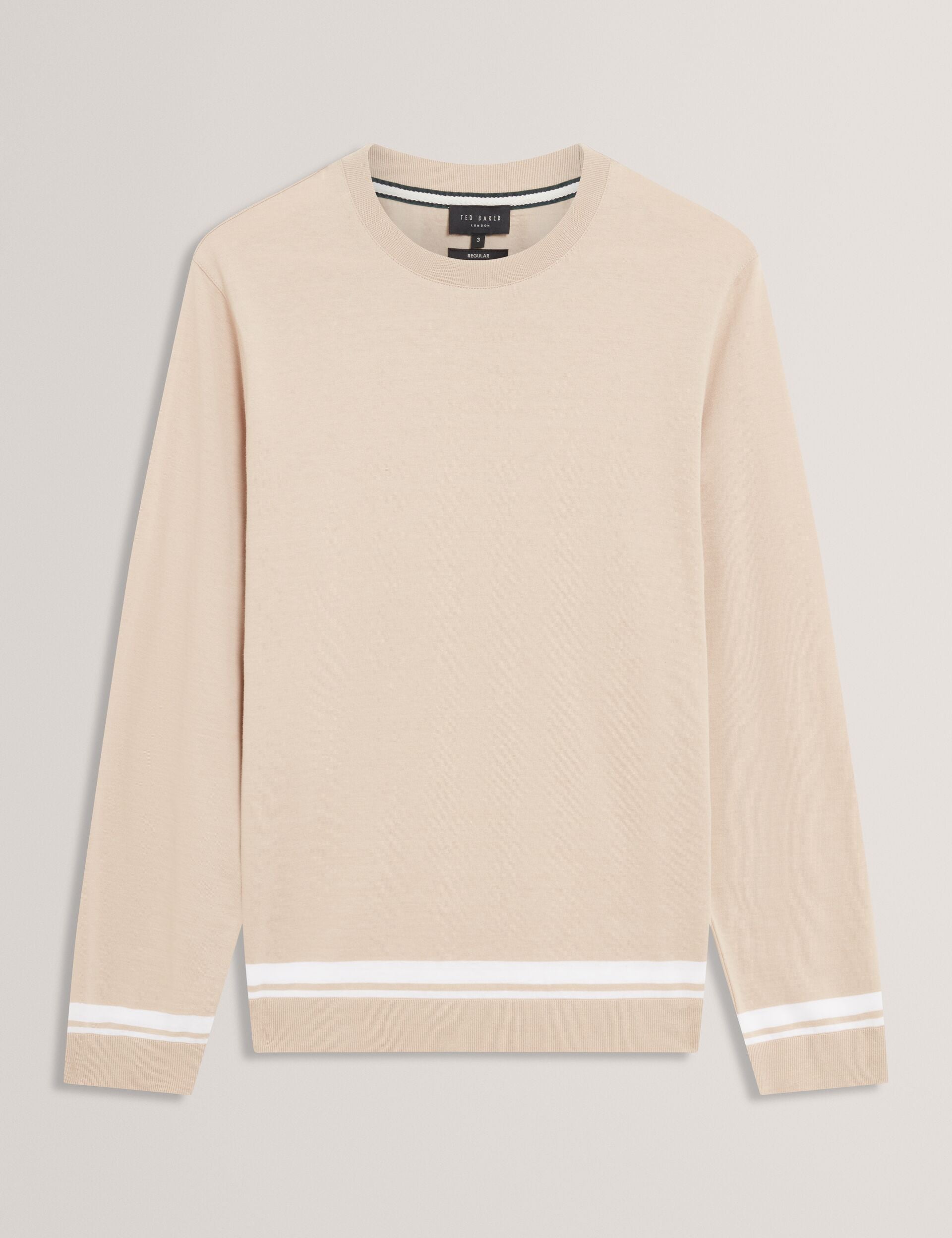 Ted Baker Friso Block Stripe Trim Knitted Cotton Jumper