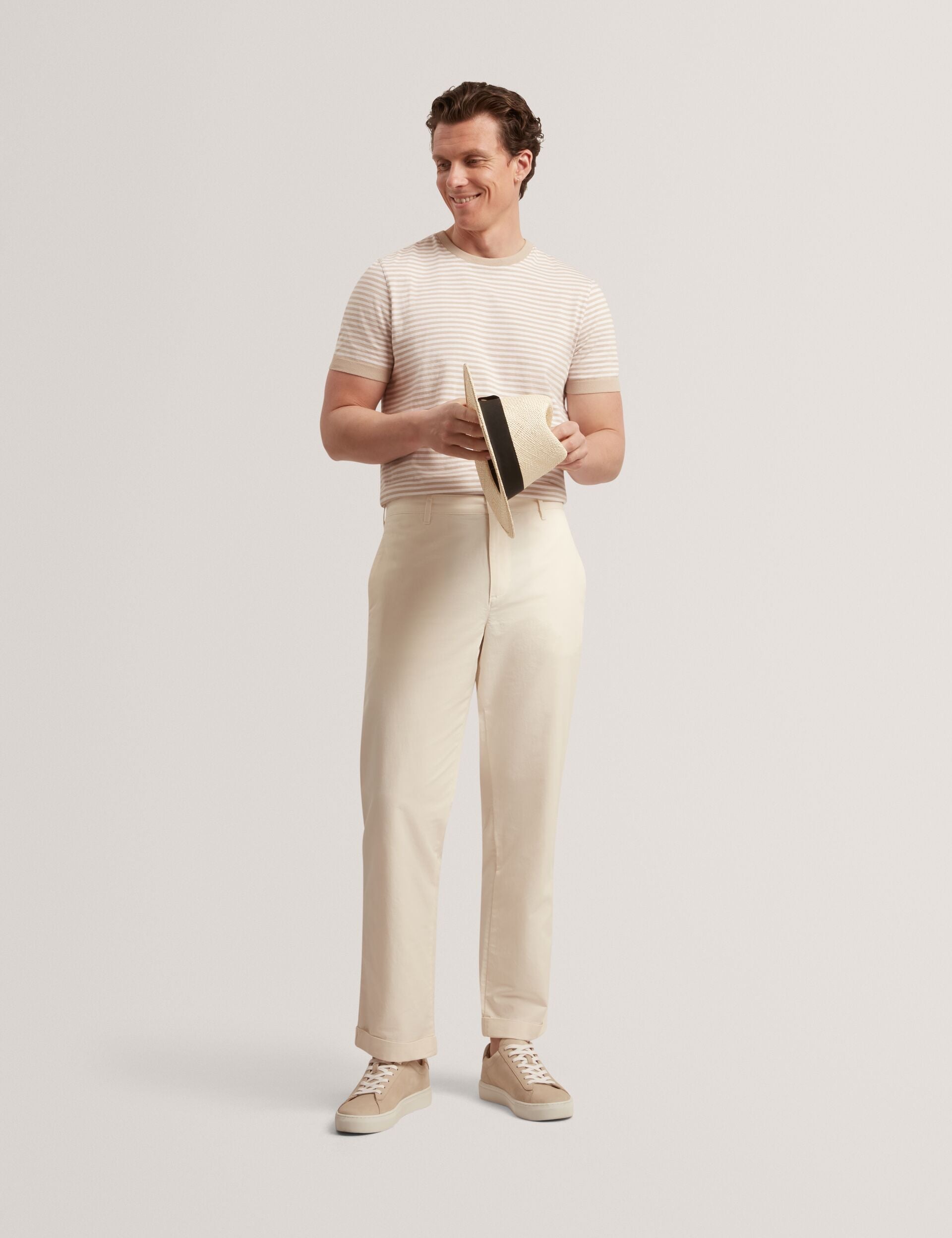 Ted Baker Ciandra Straight Fit Cotton Linen Twill Trousers