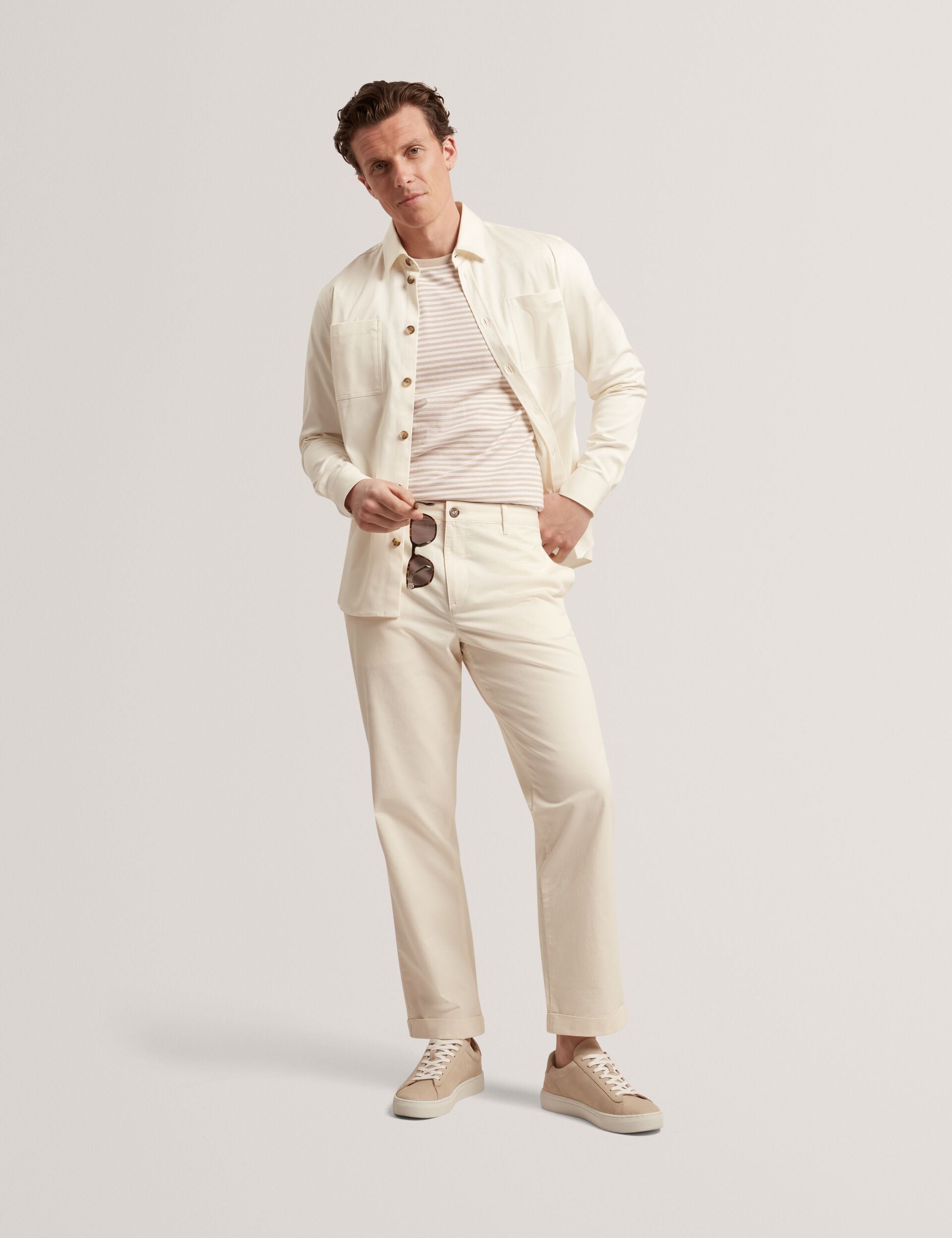 Ted Baker Ciandra Straight Fit Cotton Linen Twill Trousers