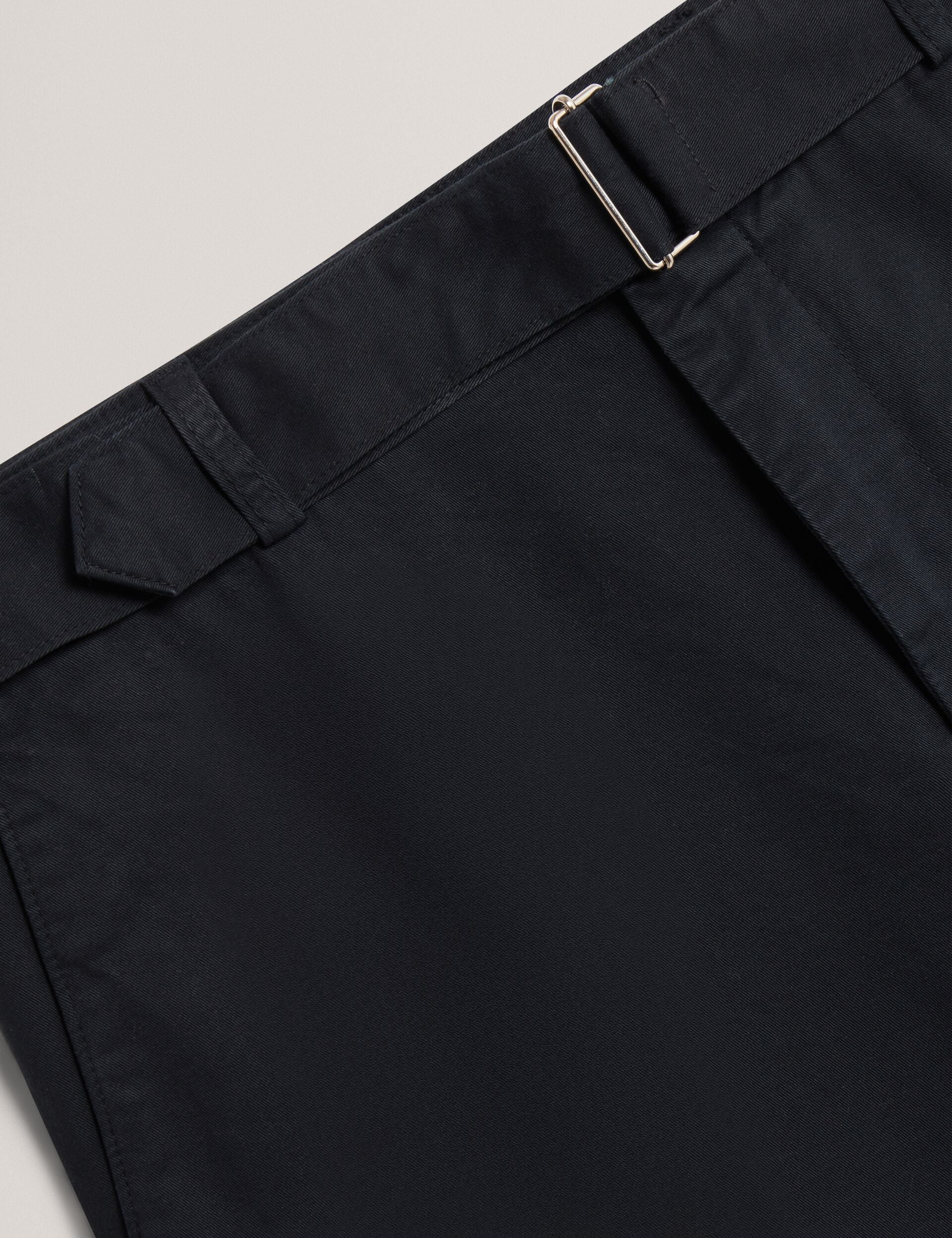 Ted Baker Armodo Black Tapered Fit Belted Cotton Trousers