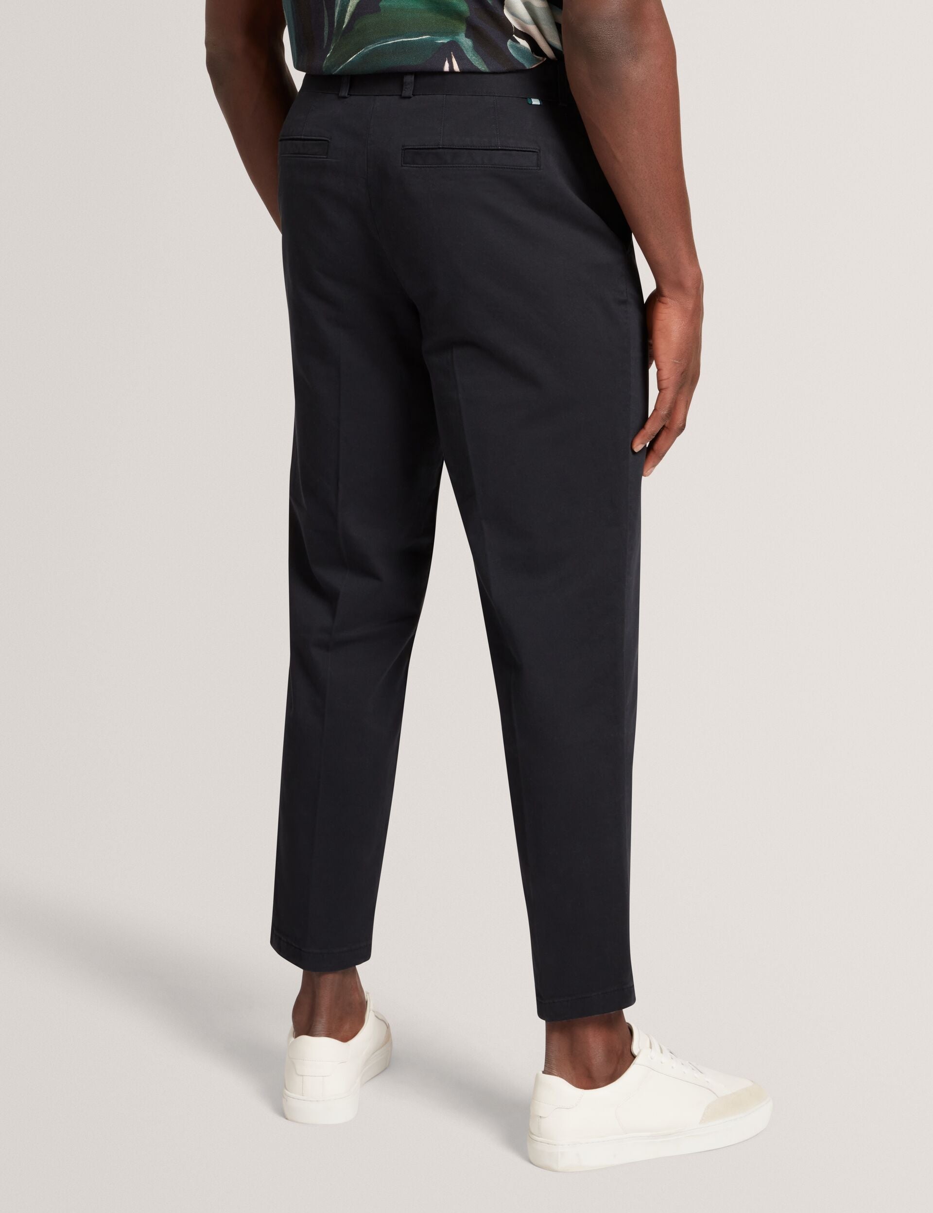 Ted Baker Armodo Black Tapered Fit Belted Cotton Trousers