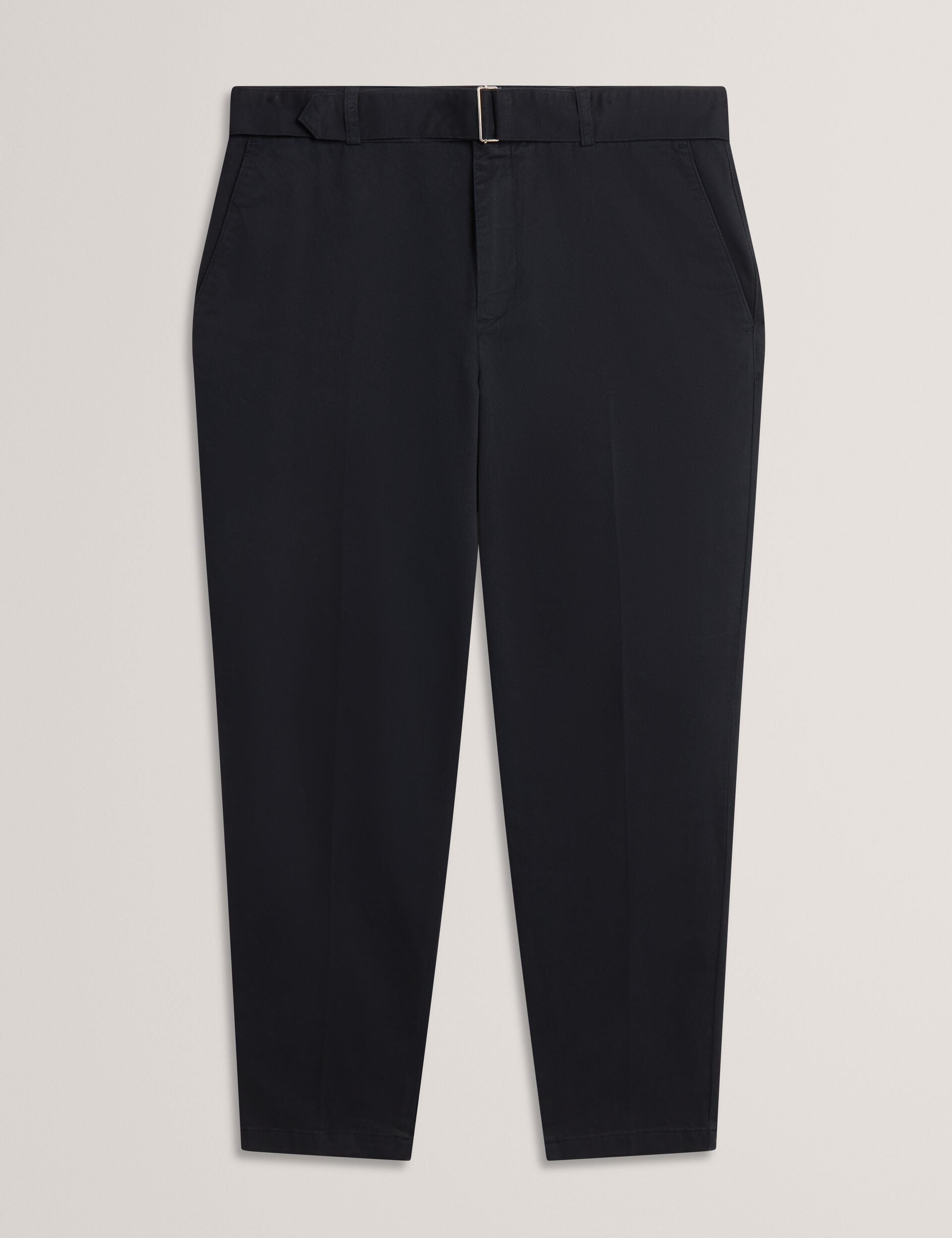 Ted Baker Armodo Black Tapered Fit Belted Cotton Trousers