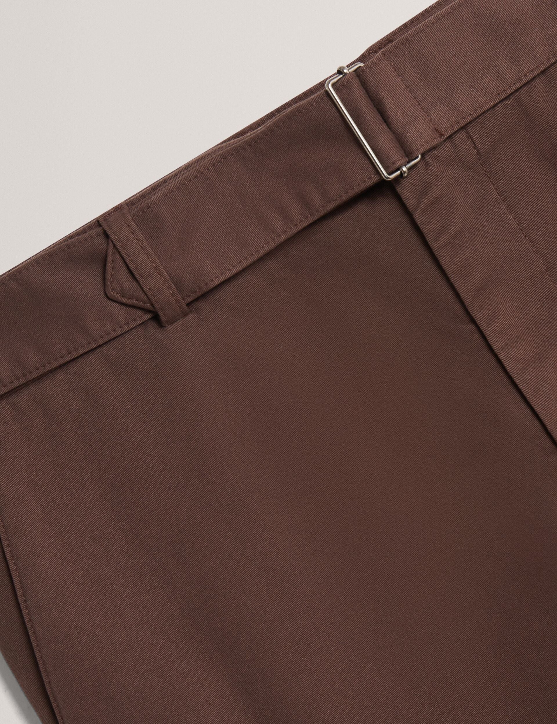 Ted Baker Armodo Brown Tapered Fit Belted Cotton Trousers