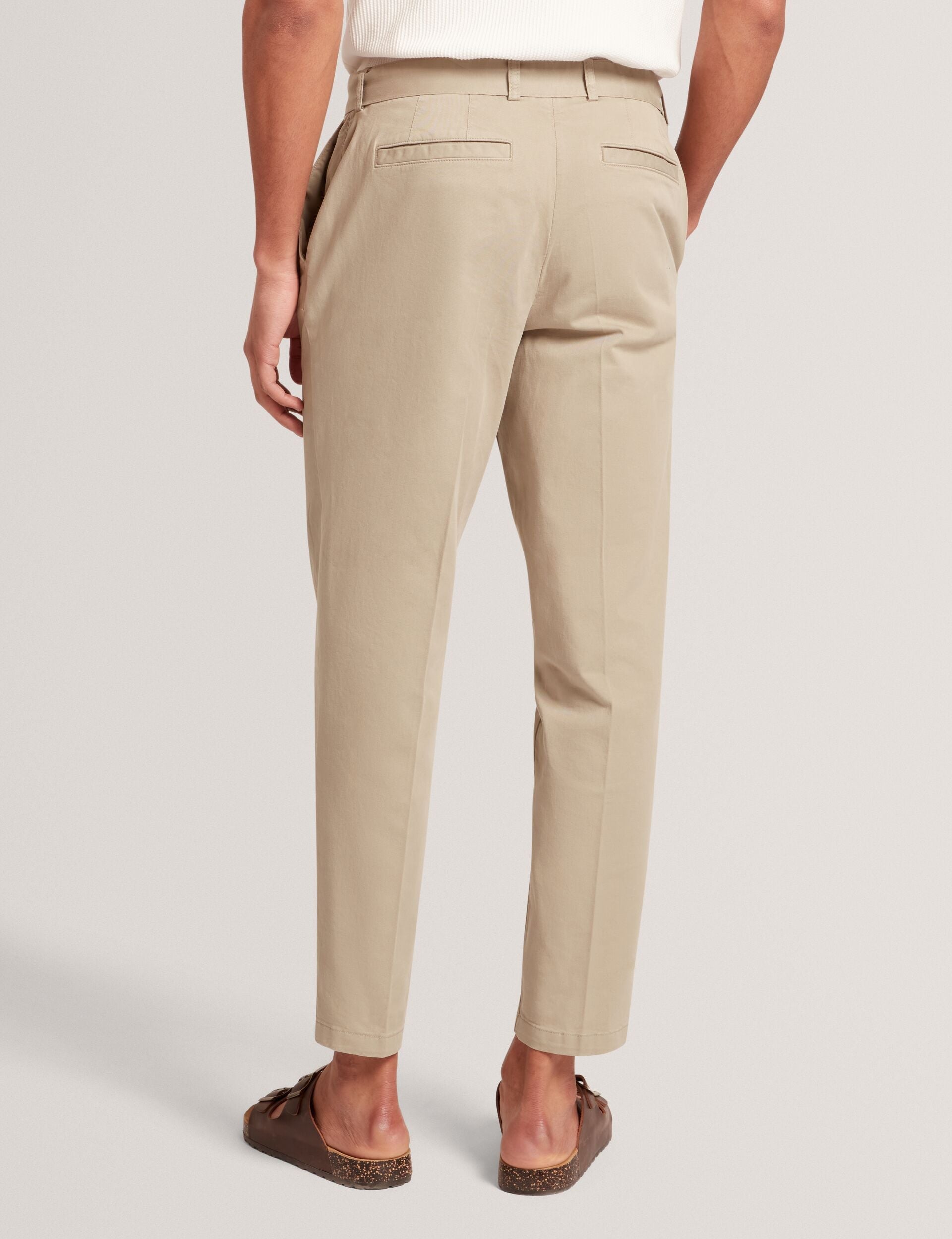 Ted Baker Armodo Stone Tapered Fit Belted Cotton Trousers