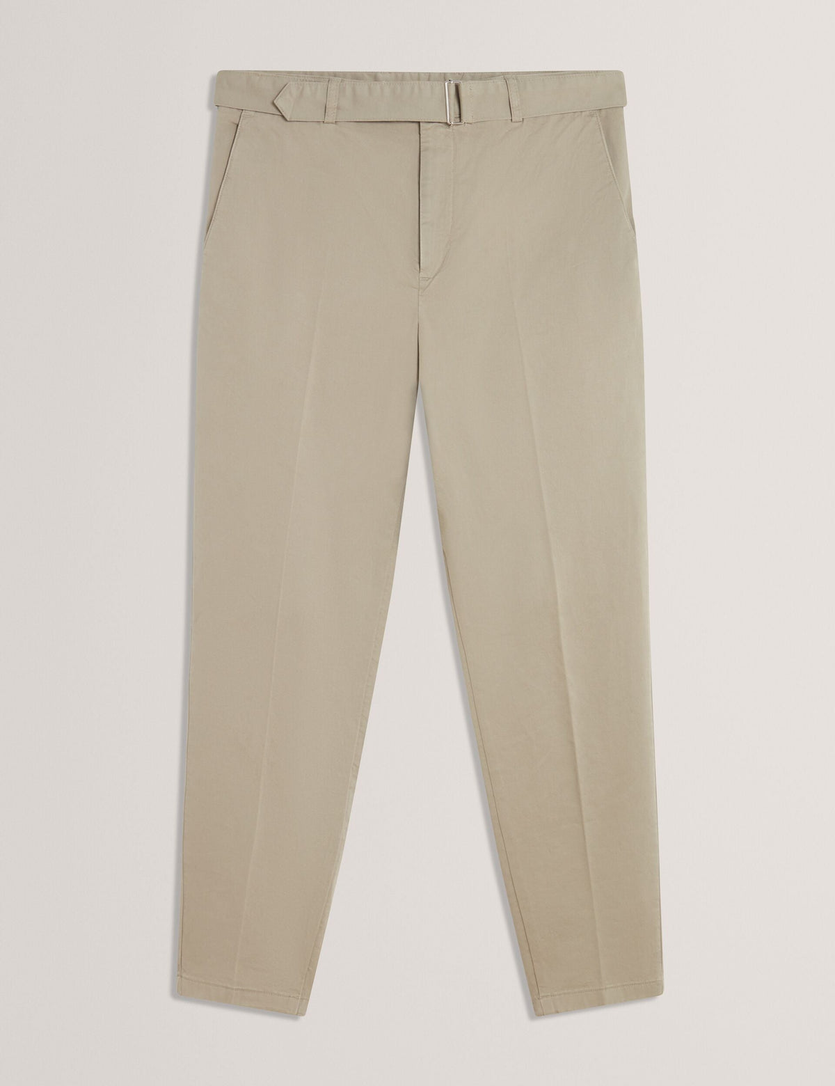 Ted Baker Armodo Stone Tapered Fit Belted Cotton Trousers