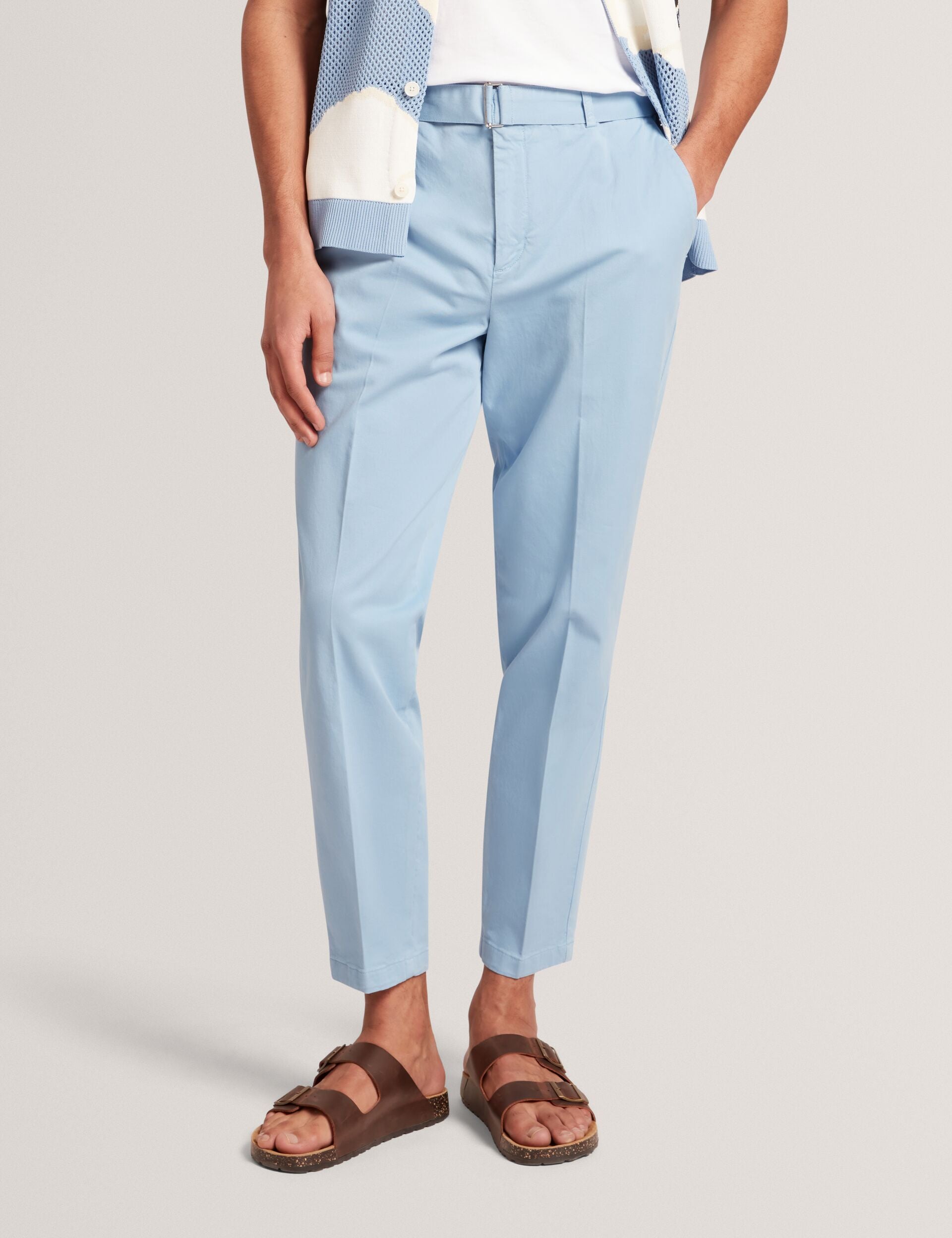 Ted Baker Armodo Tapered Fit Belted Cotton Trousers