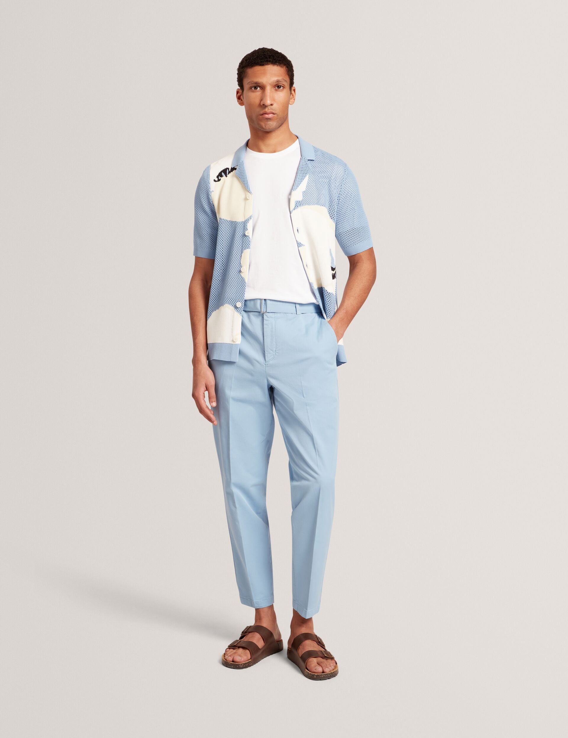 Ted Baker Armodo Tapered Fit Belted Cotton Trousers