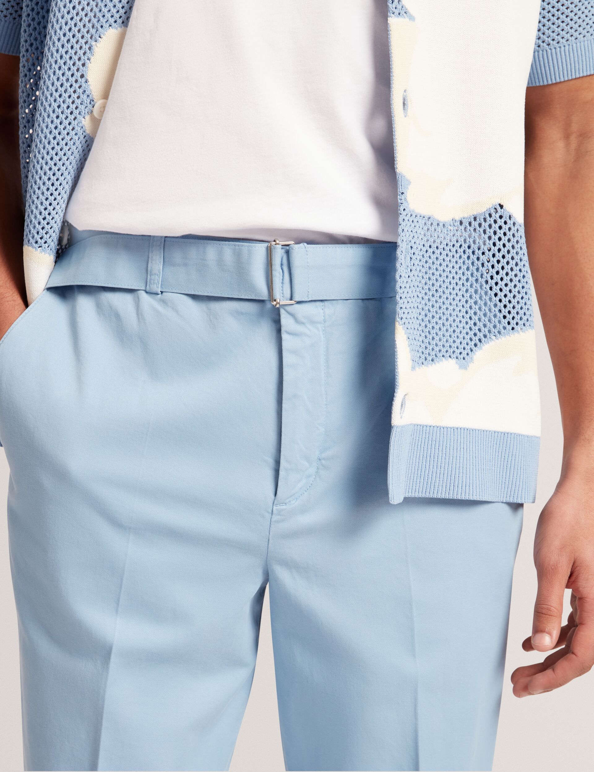 Ted Baker Armodo Tapered Fit Belted Cotton Trousers