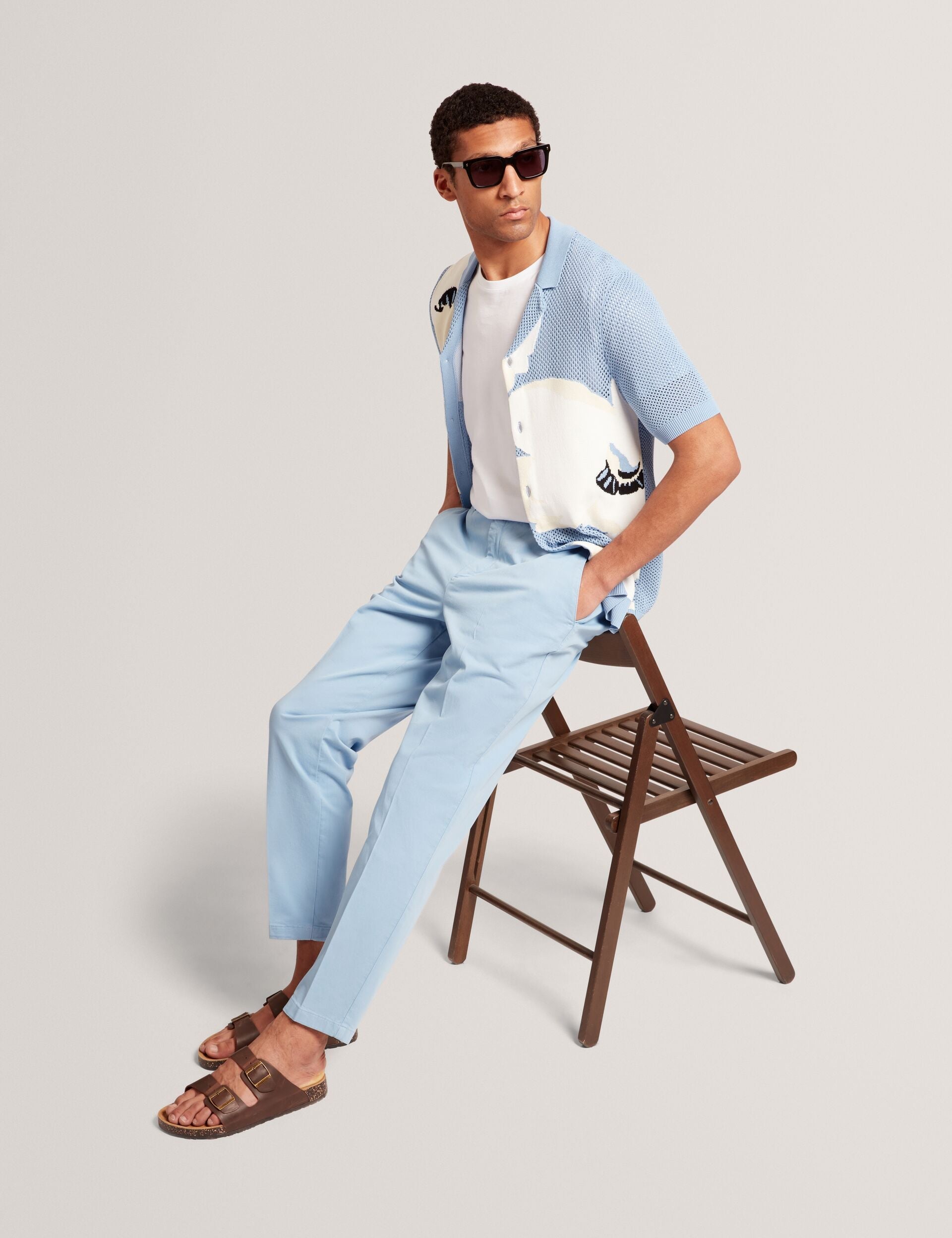 Ted Baker Armodo Tapered Fit Belted Cotton Trousers