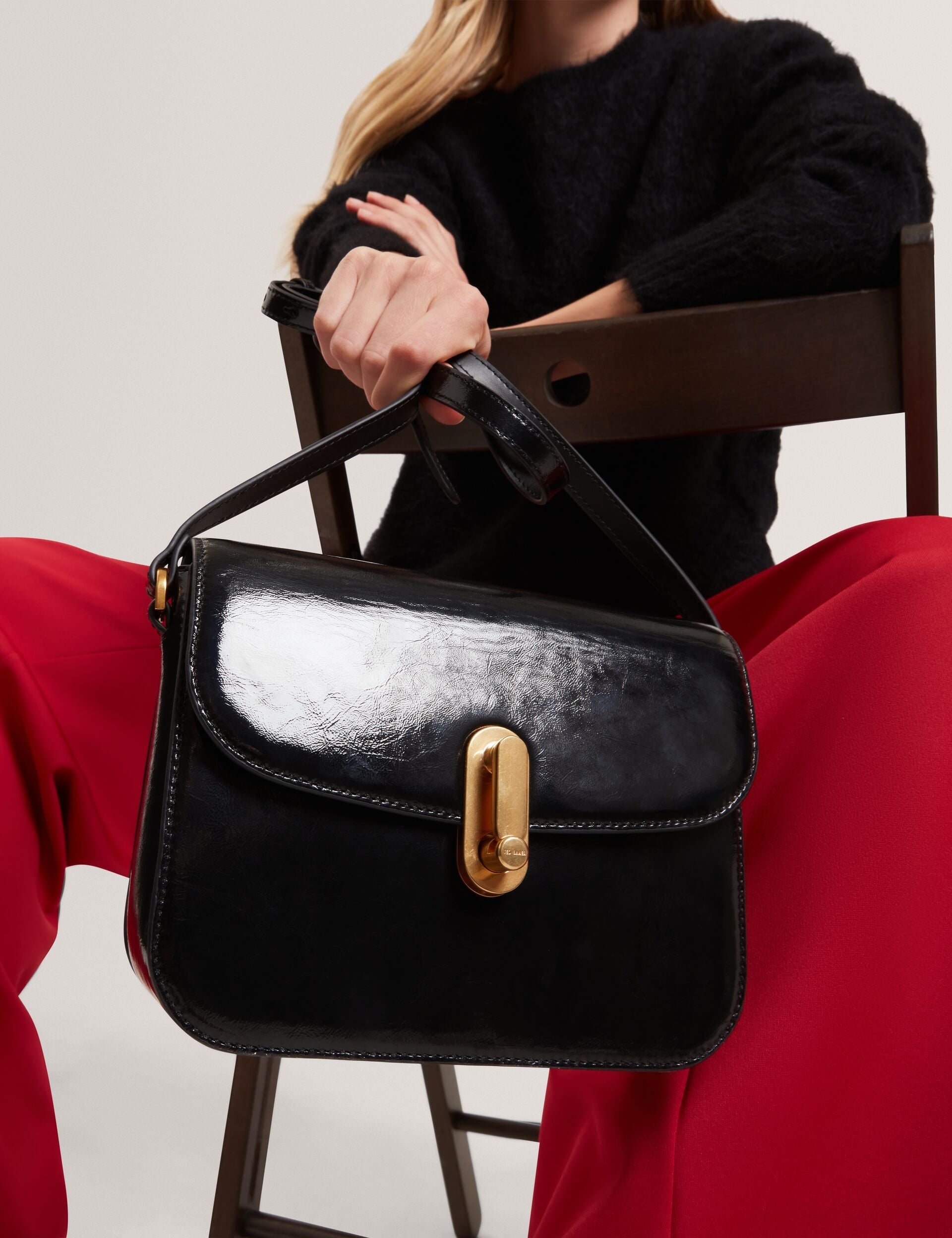 Ted Baker Kkaysie Twist Lock Crinkled Leather Satchel Bag Women's