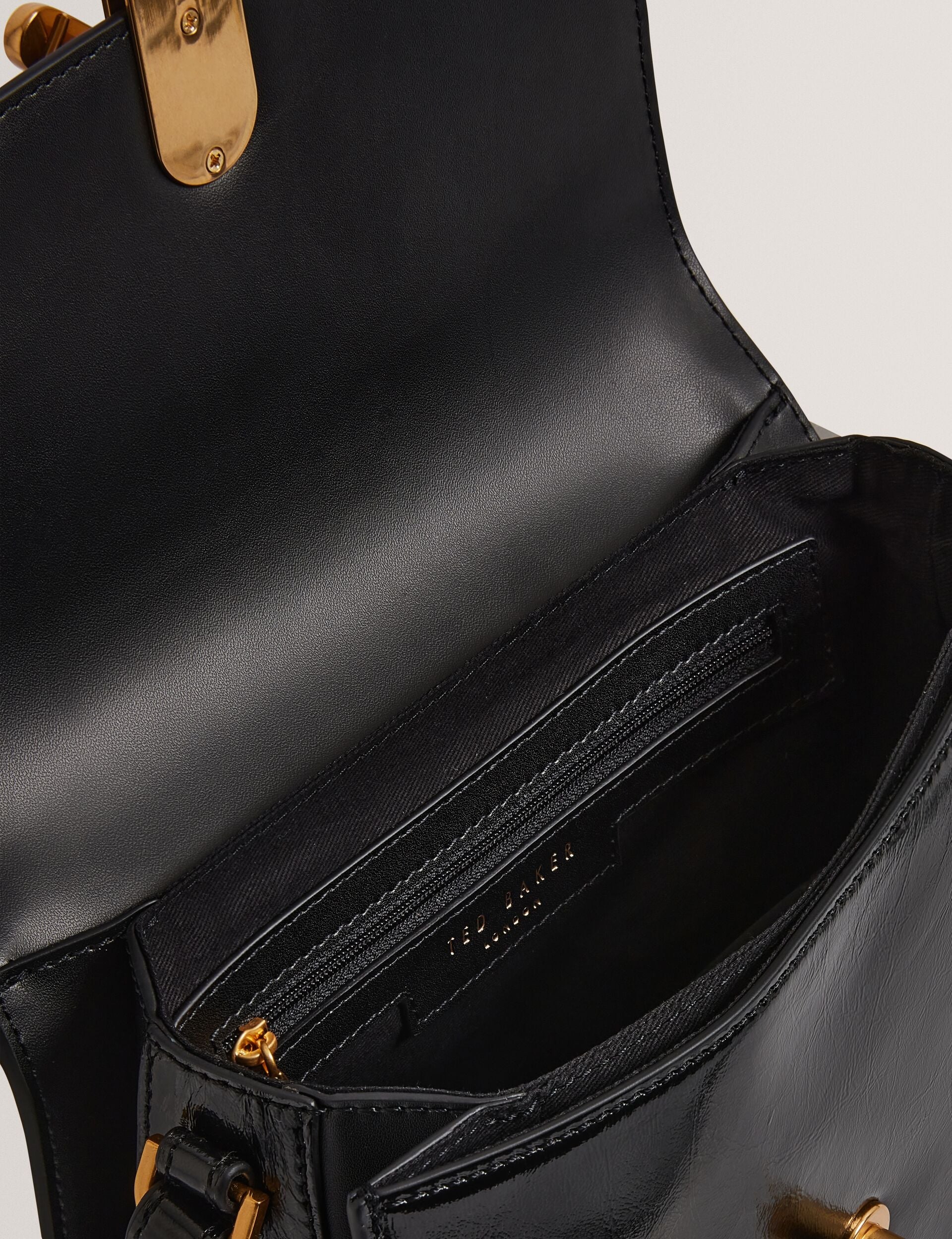 Ted Baker Kkaysie Twist Lock Crinkled Leather Satchel Bag Women's