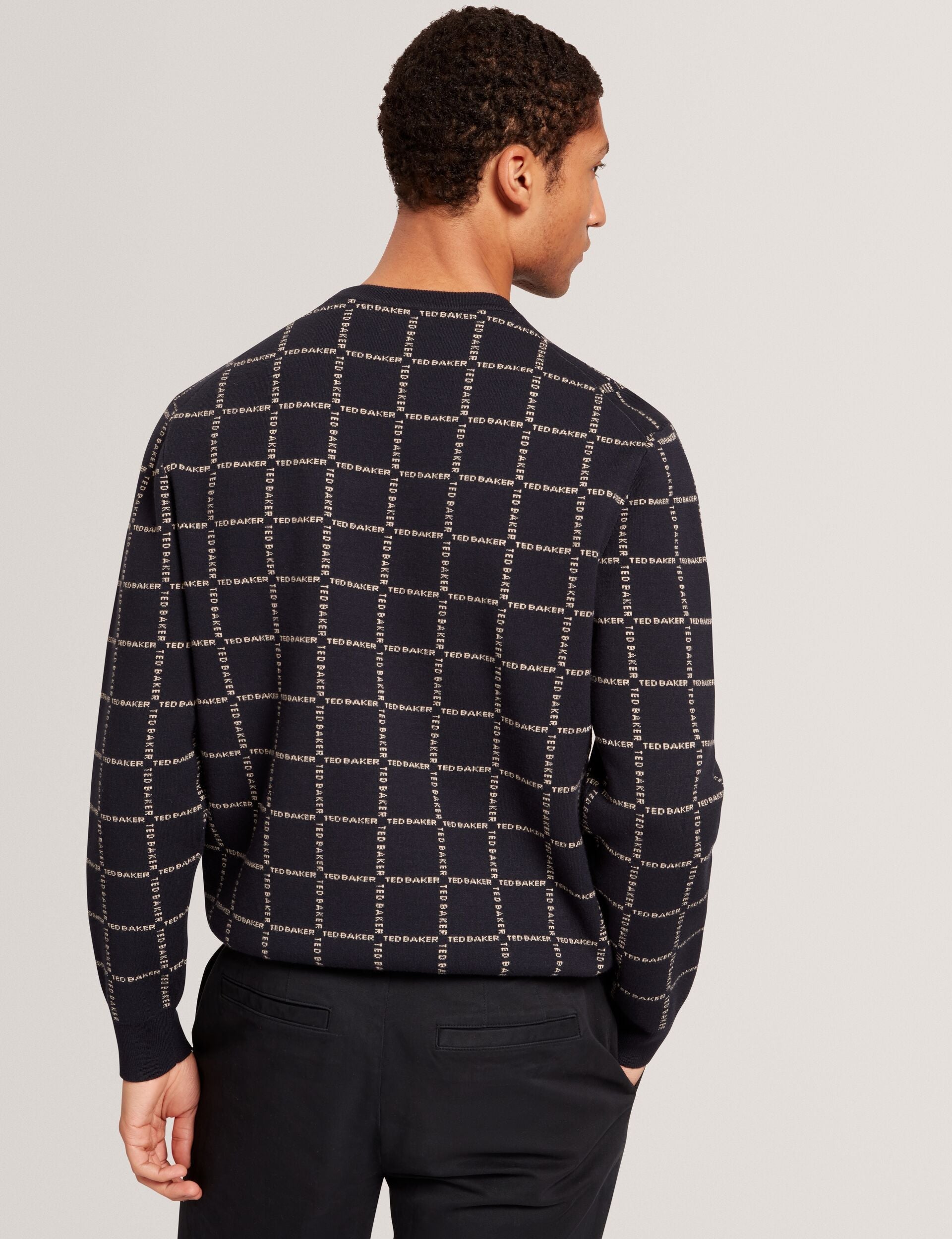 Ted Baker Hysand Branded Check Crew Neck Knitted Jumper