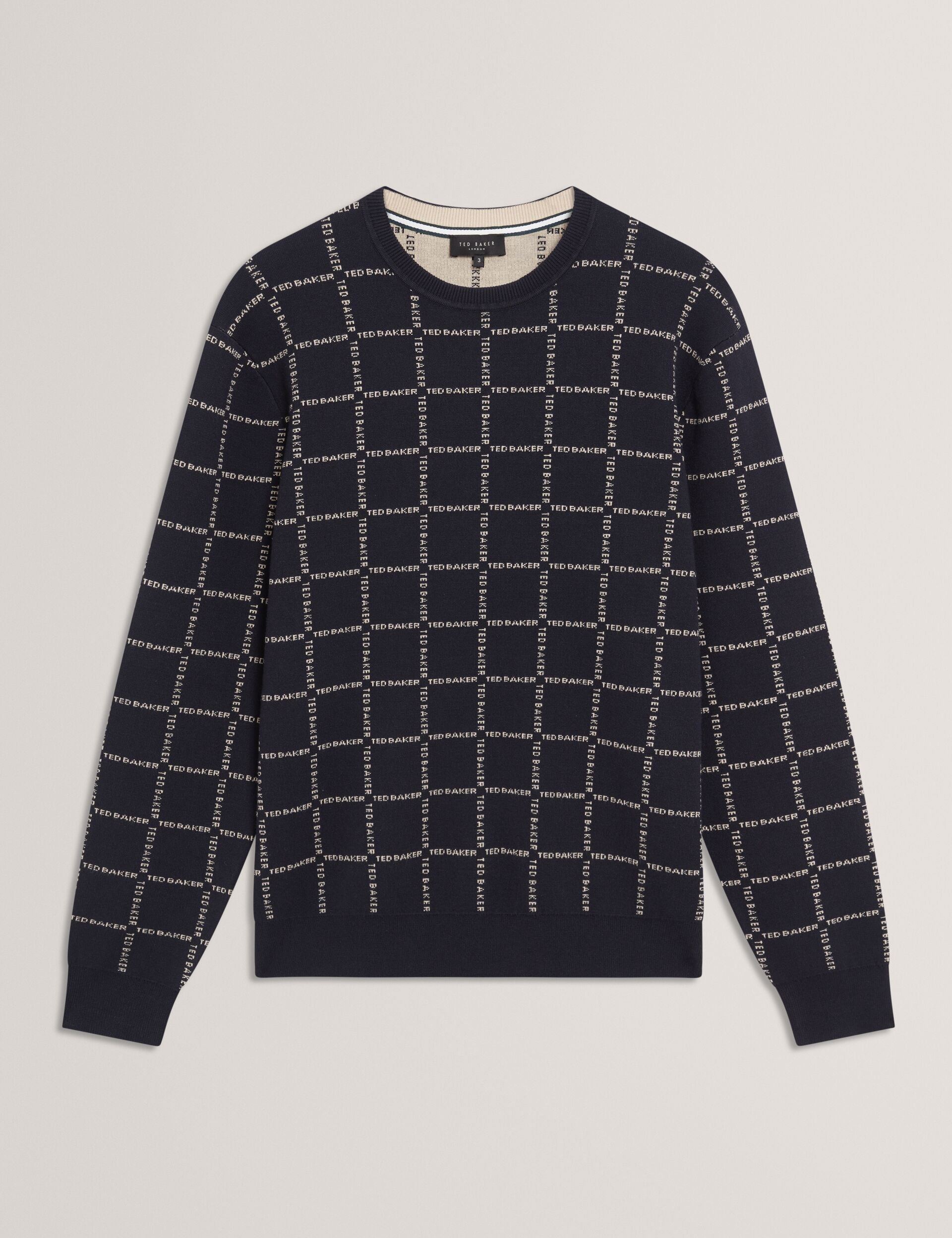 Ted Baker Hysand Branded Check Crew Neck Knitted Jumper