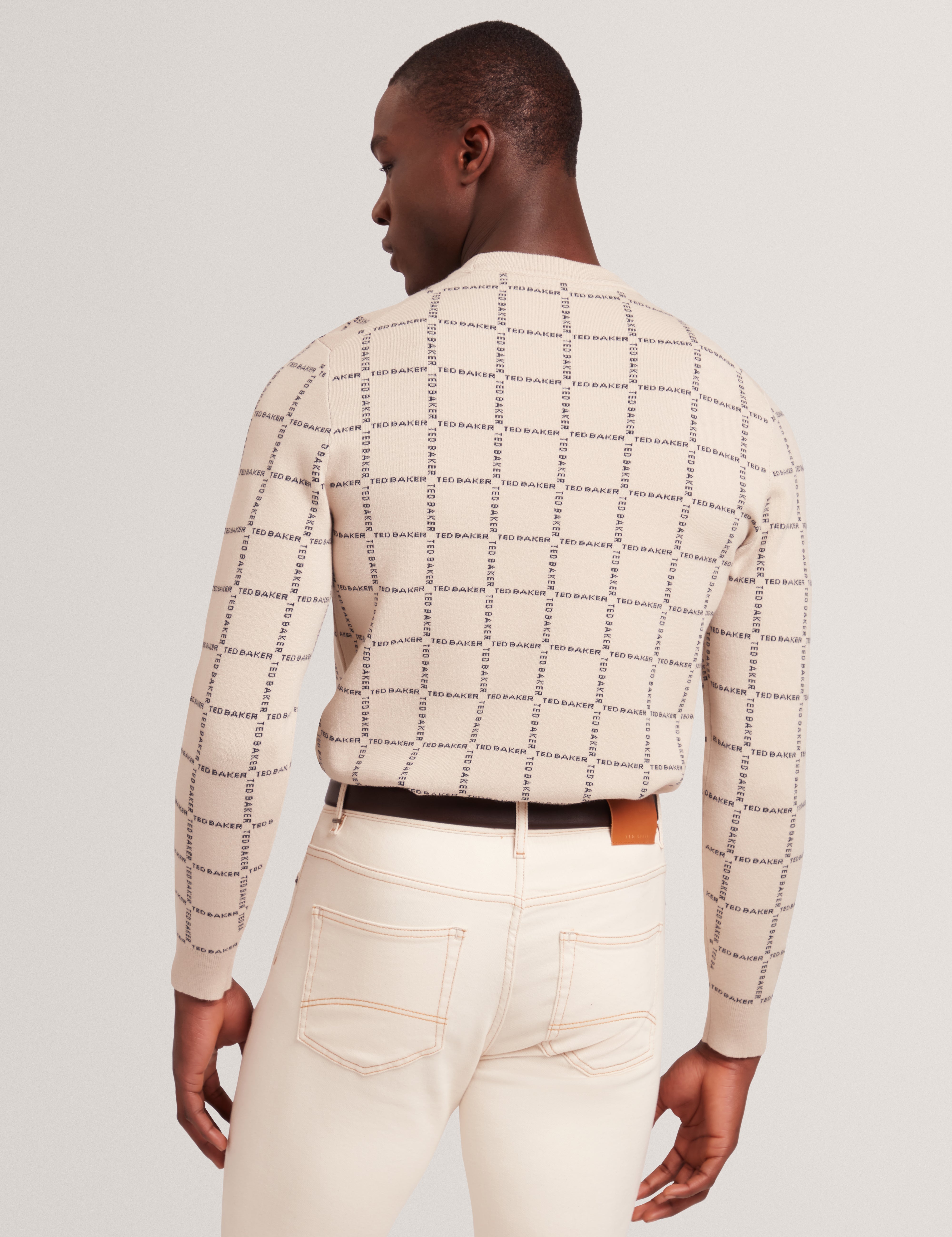Ted Baker Hysand Branded Check Crew Neck Knitted Jumper