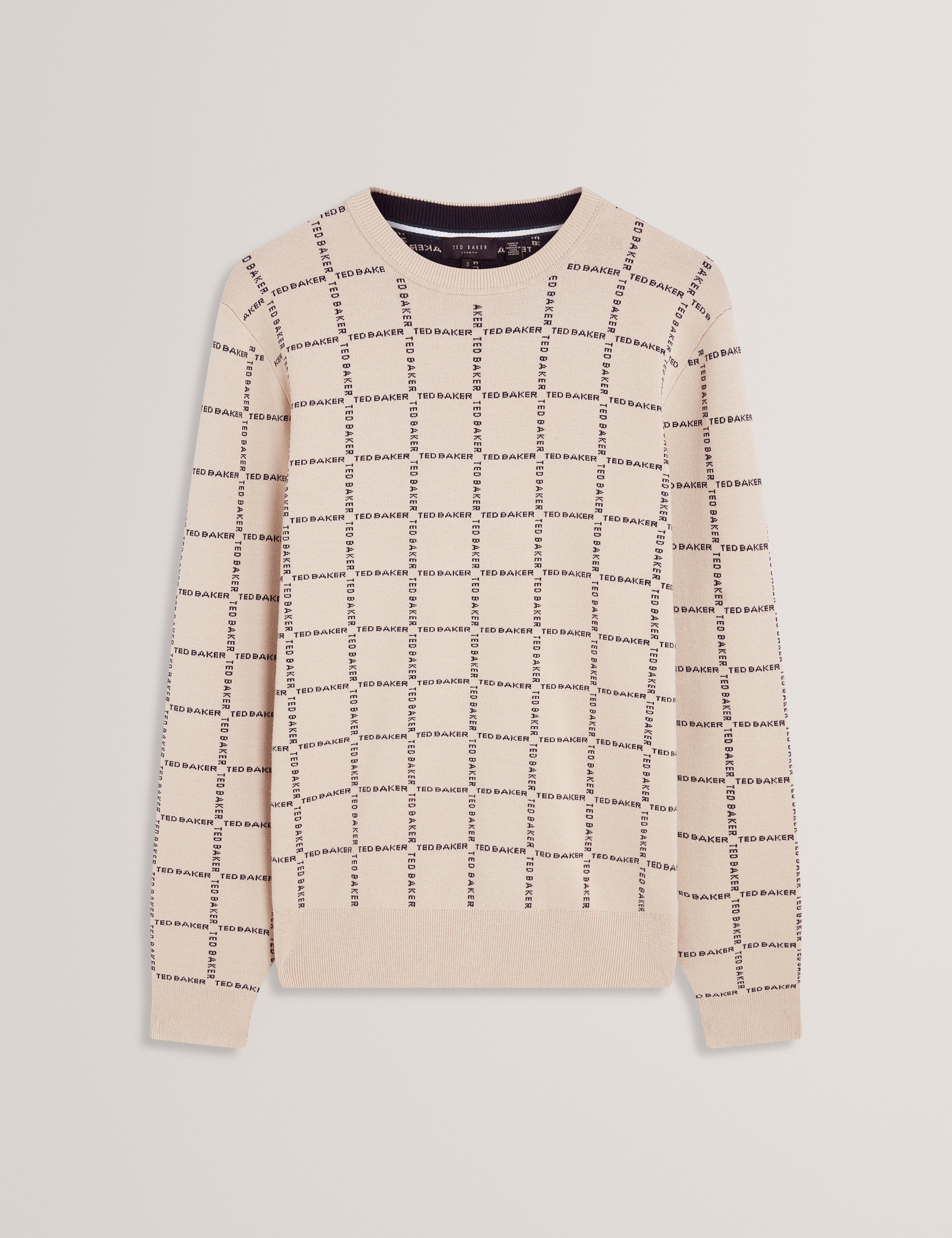 Ted Baker Hysand Branded Check Crew Neck Knitted Jumper